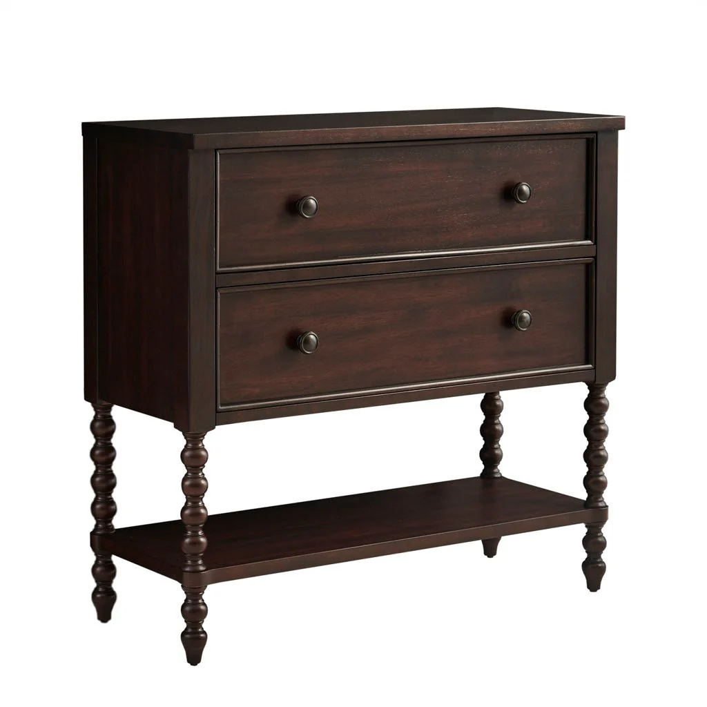 Accent Chest with Double Drawer, Lower Shelf and Turned Legs - Image 4