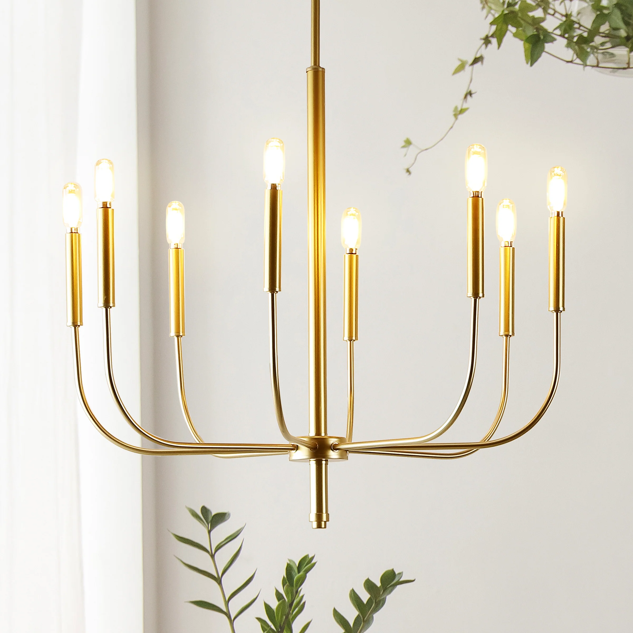 Amoros 8-Light Modern Mid-Century Iron LED Chandelier - Image 4