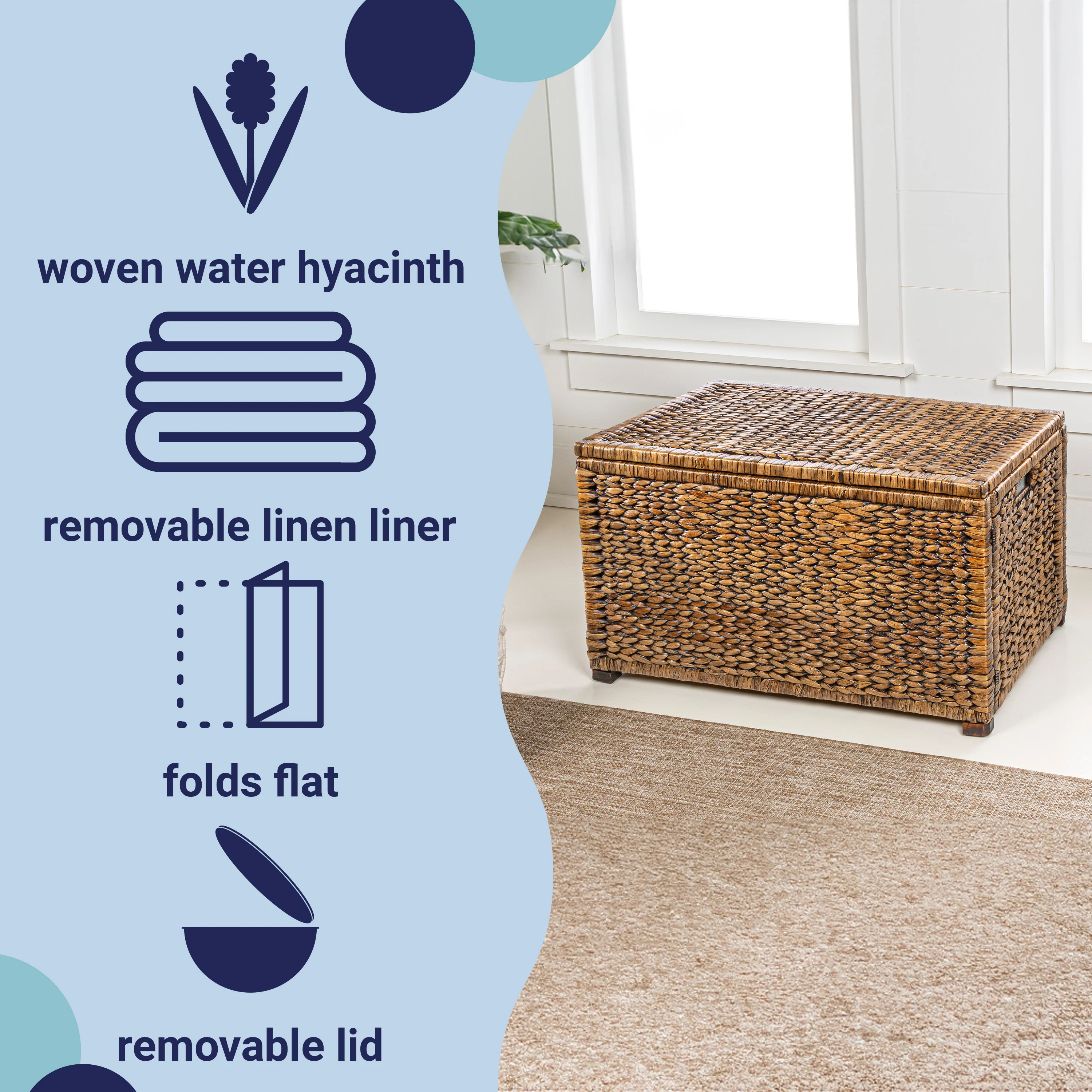 Anada 30" Handwoven Wicker Weave Storage Trunk - Image 12