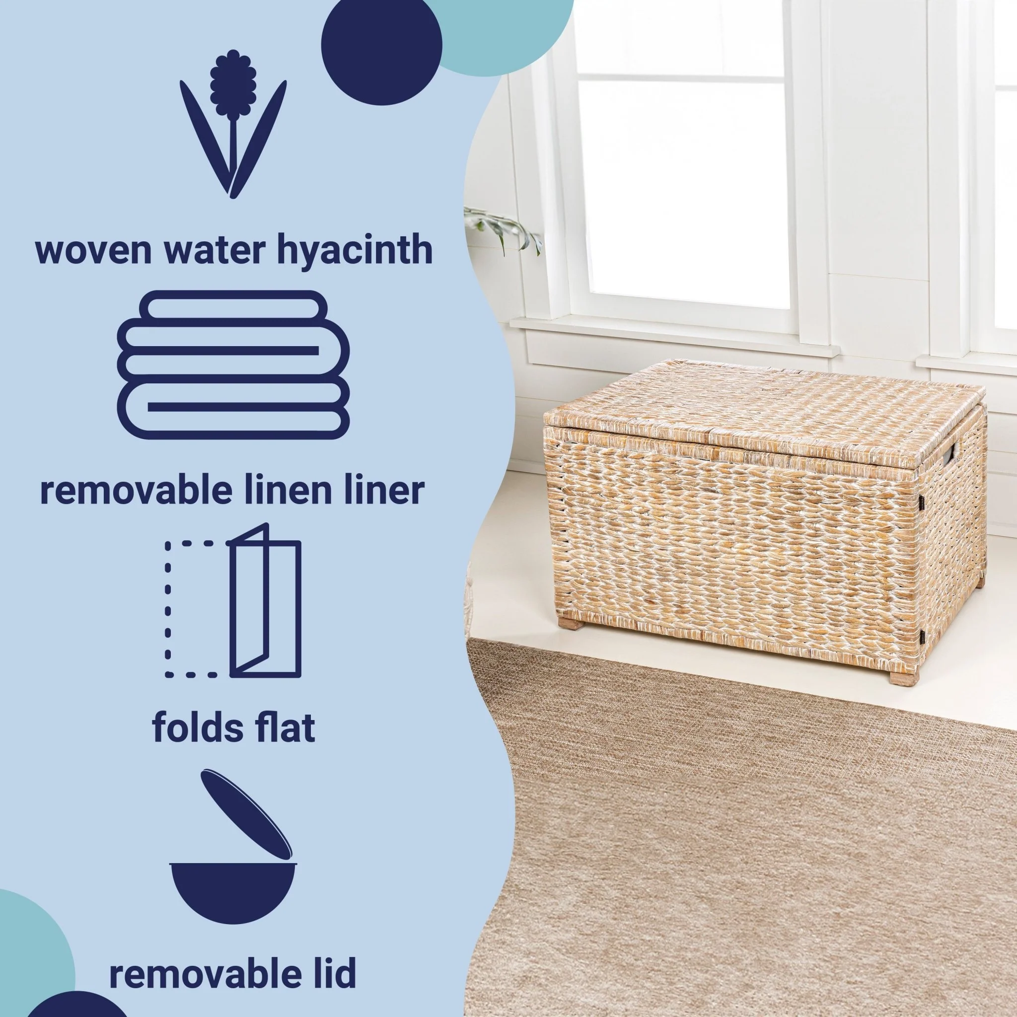 Anada 30" Handwoven Wicker Weave Storage Trunk - Image 6