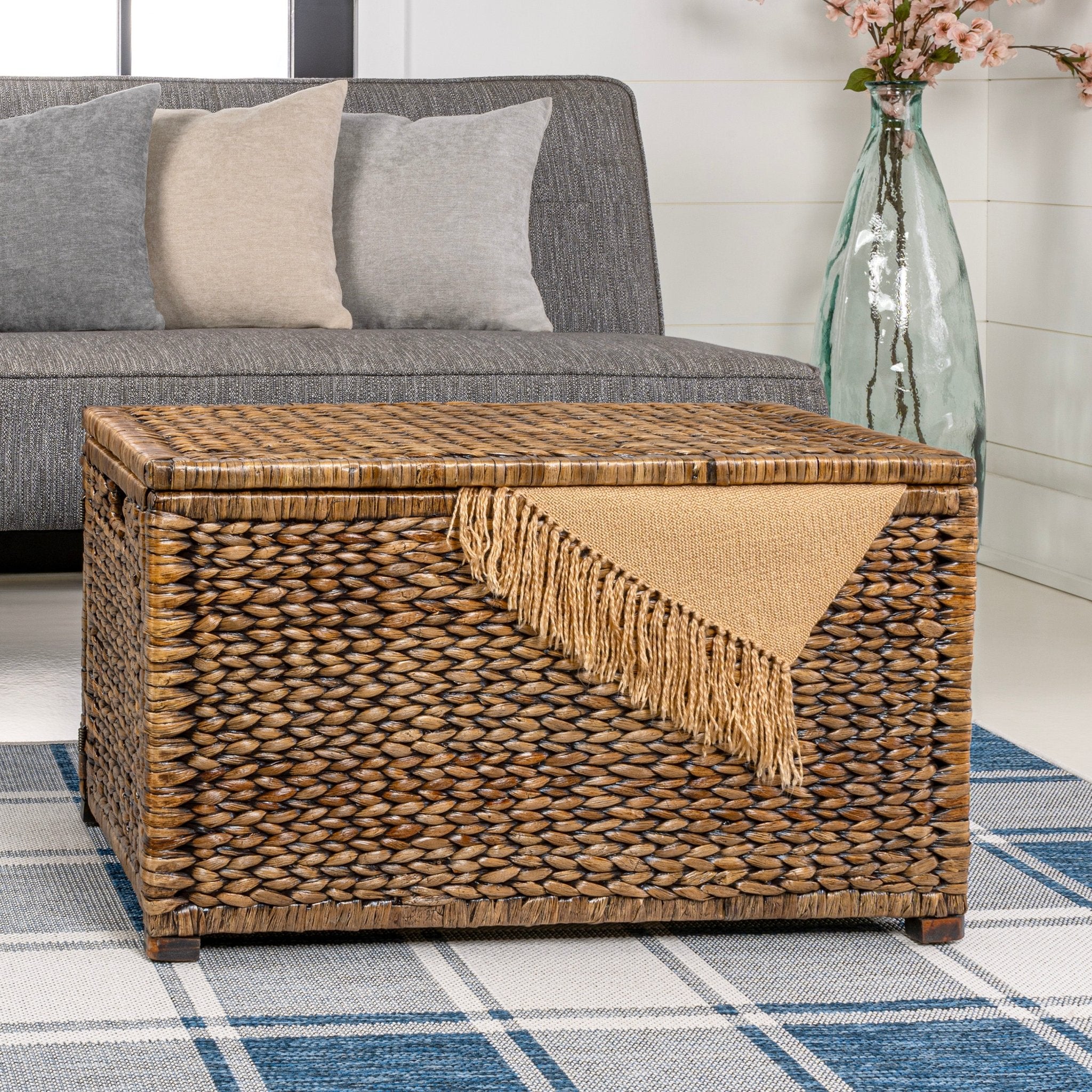 Anada 30" Handwoven Wicker Weave Storage Trunk - Image 8