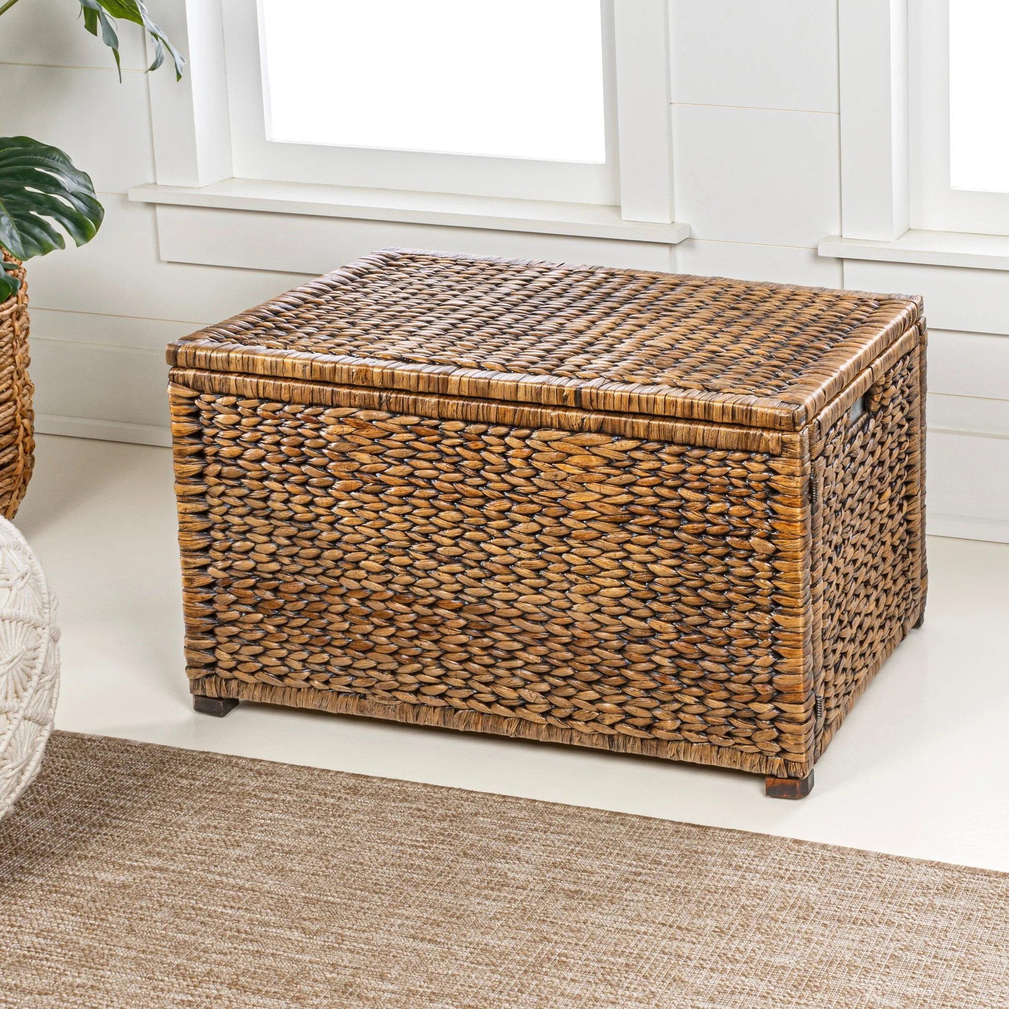 Anada 30" Handwoven Wicker Weave Storage Trunk - Image 9