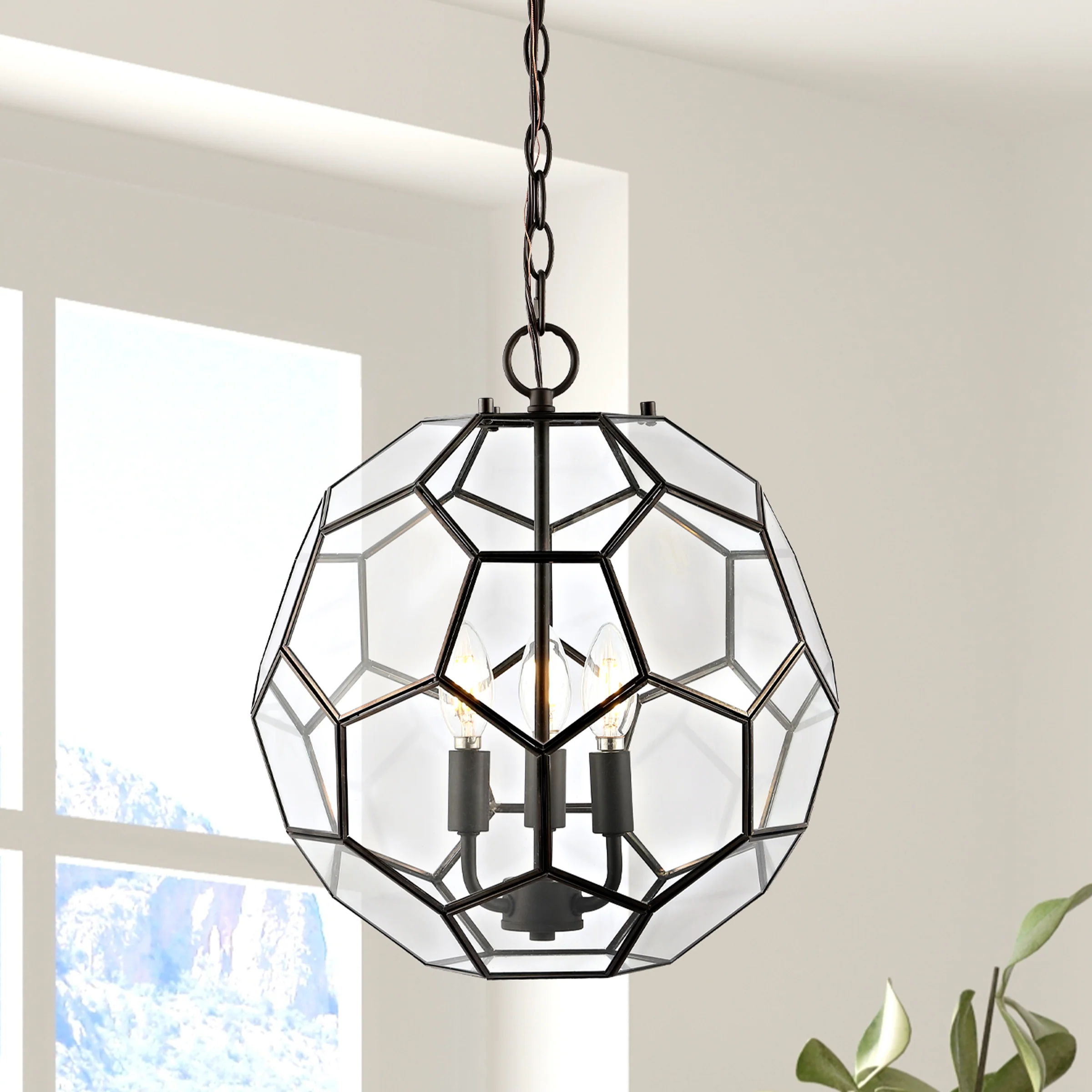 Bee 3-Light Modern Farmhouse Iron/Glass LED Pendant - Image 8