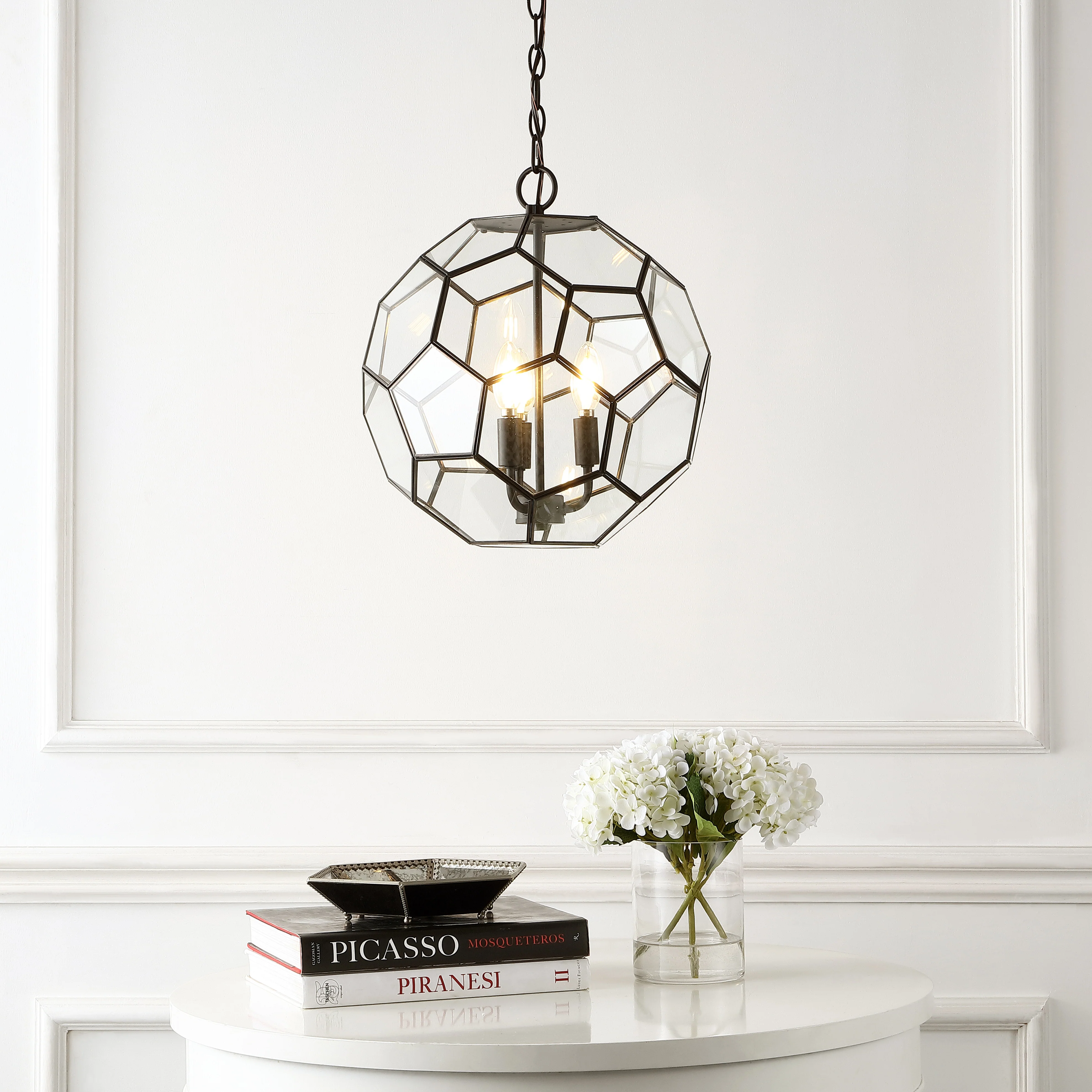 Bee 3-Light Modern Farmhouse Iron/Glass LED Pendant - Image 9