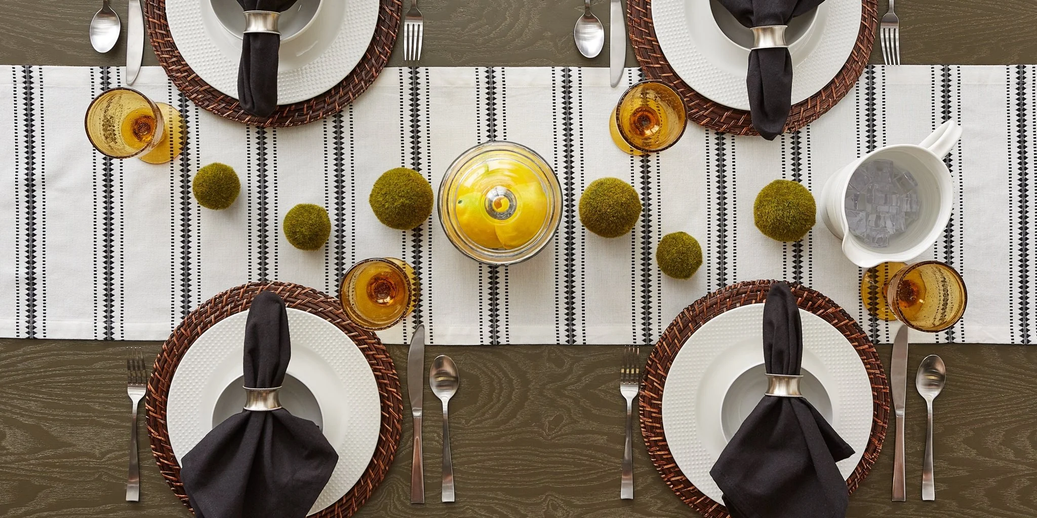 Black Zig Dobby Stripe Table Runner 14X108 - Image 10