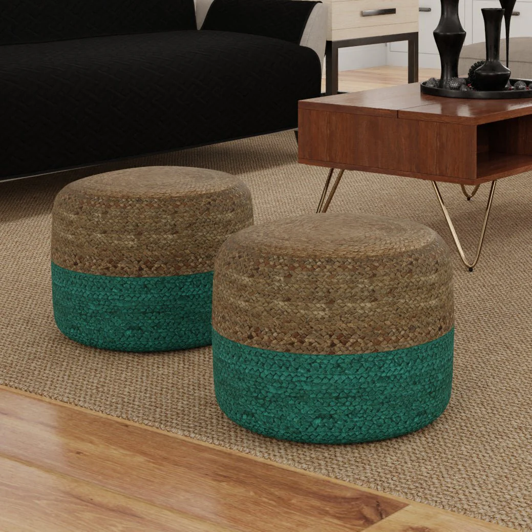 Blissara Multi-functional Round Pouf with Braided Jute - Image 10