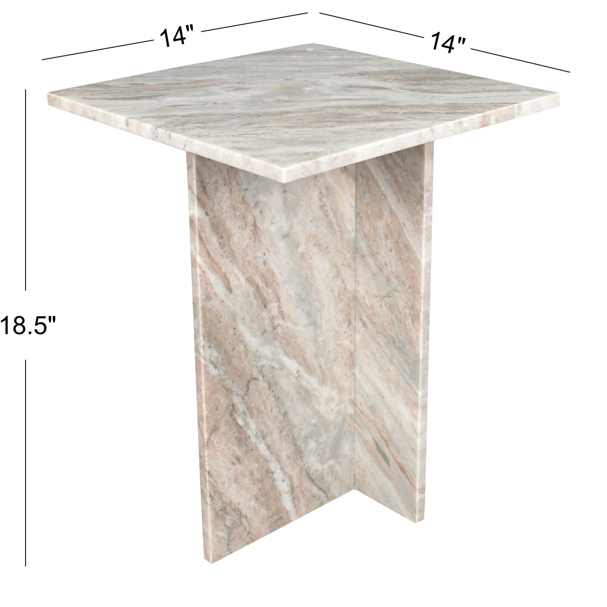 Cecil Contemporary Natural Marble Handmade T-Shaped End Table - Image 4