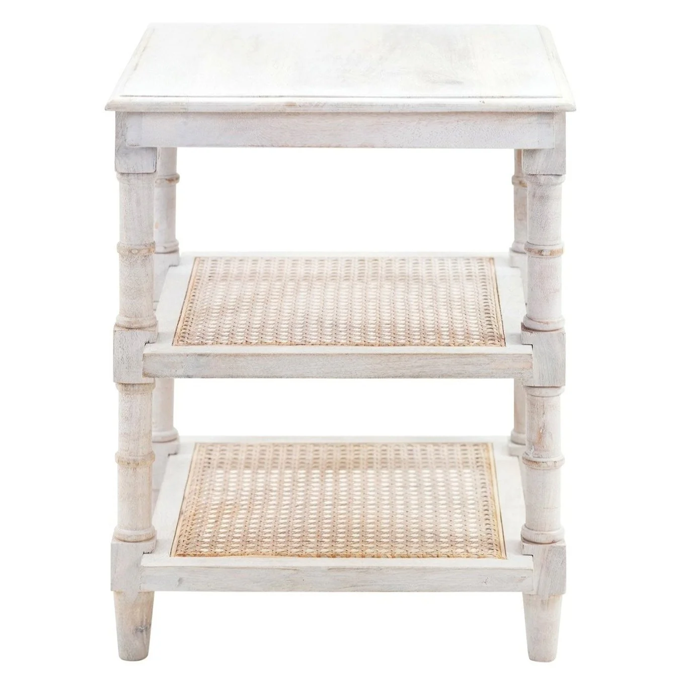 Chesterfield Wood & Cane 3 Shelf Side Table - Image 6