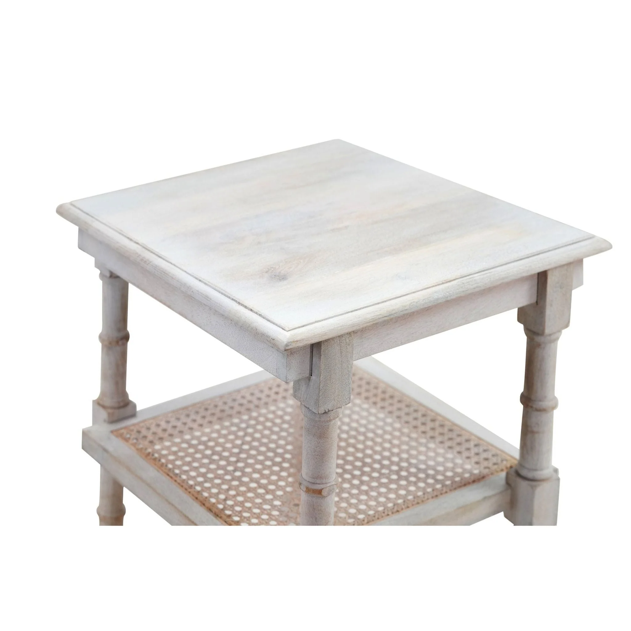 Chesterfield Wood & Cane 3 Shelf Side Table - Image 7