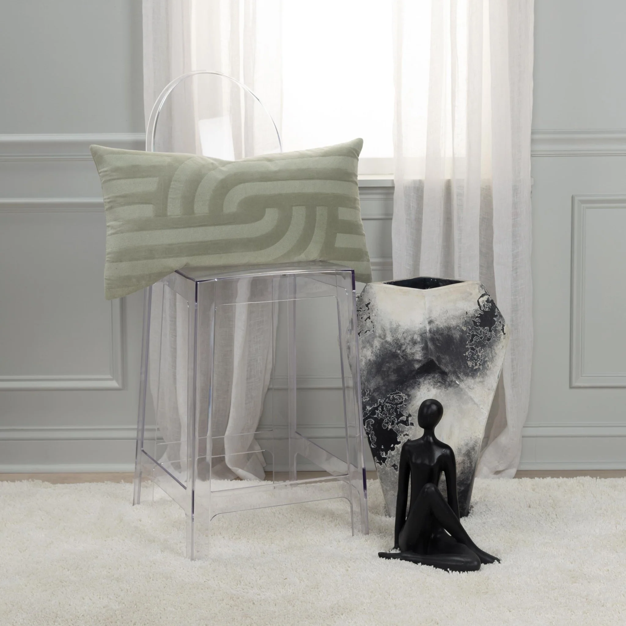 Embroidered 100% Cotton Abstract Decorative Throw Pillow - Image 7