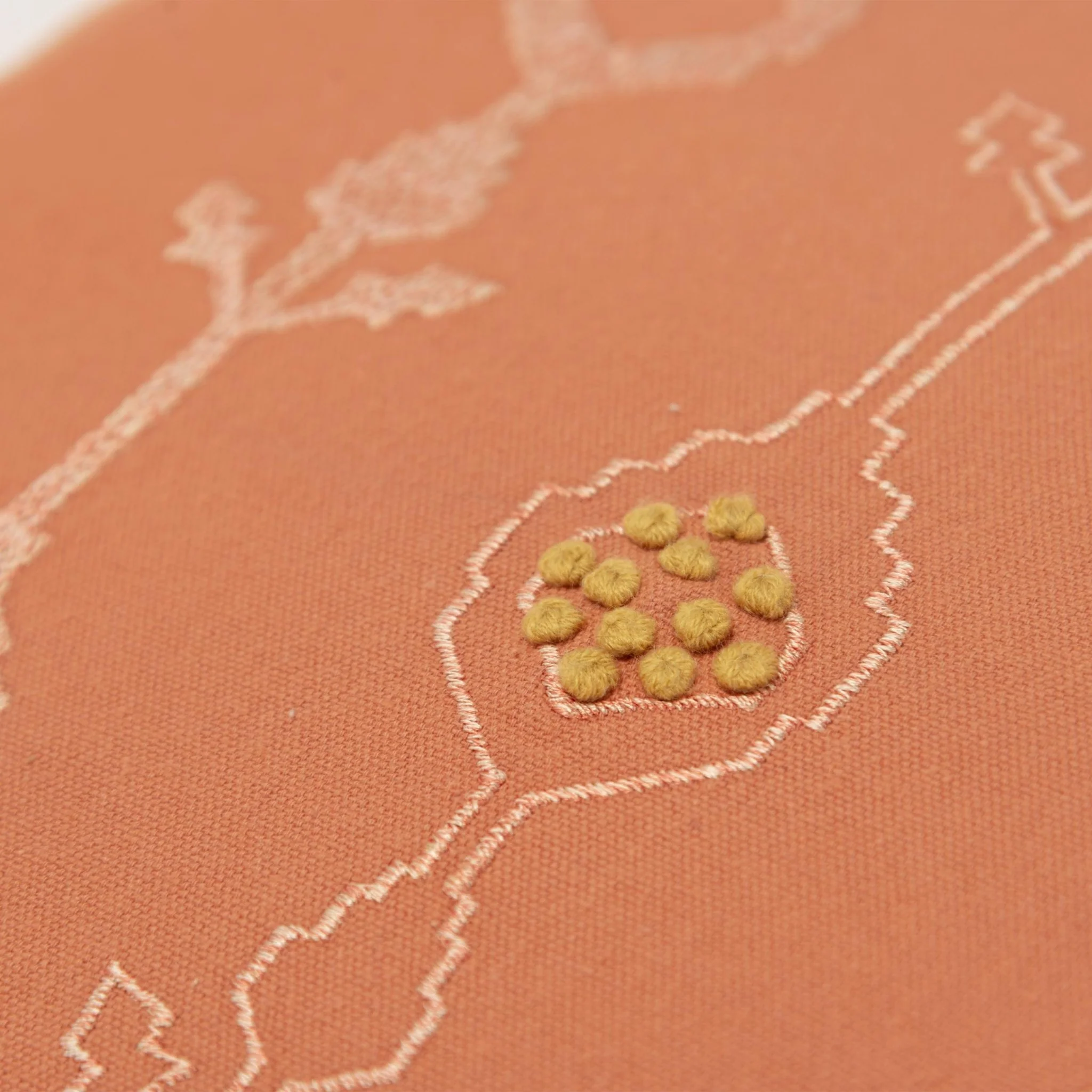 Embroidered Cotton Botanical  Decorative Throw Pillow - Image 3