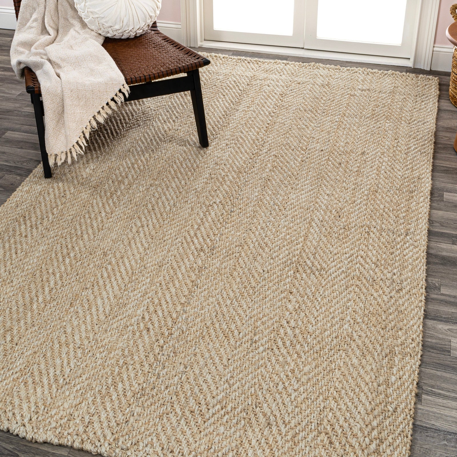 Espina Hand Woven Herringbone Chunky Jute Area Rug - Image 12