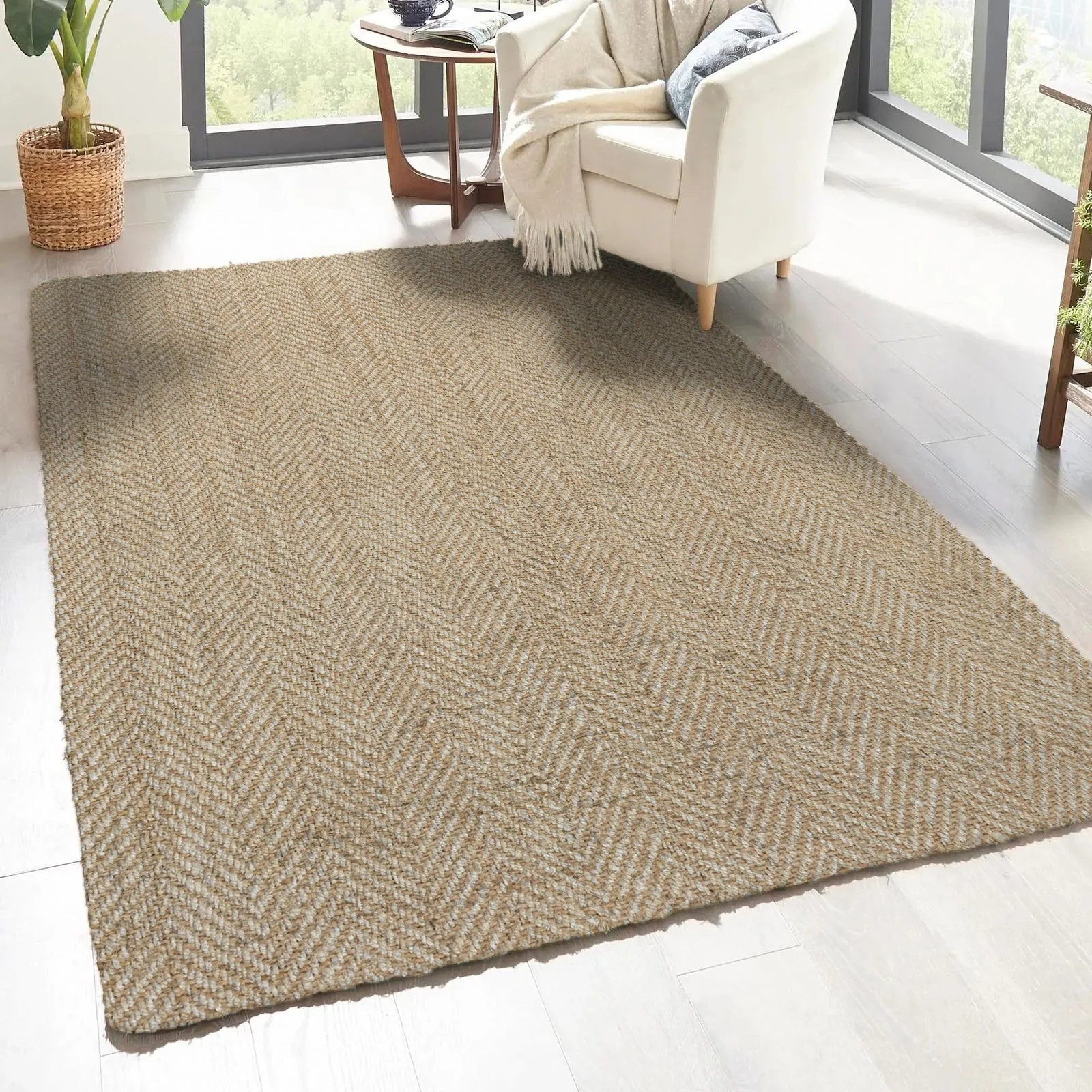 Espina Hand Woven Herringbone Chunky Jute Area Rug - Image 17