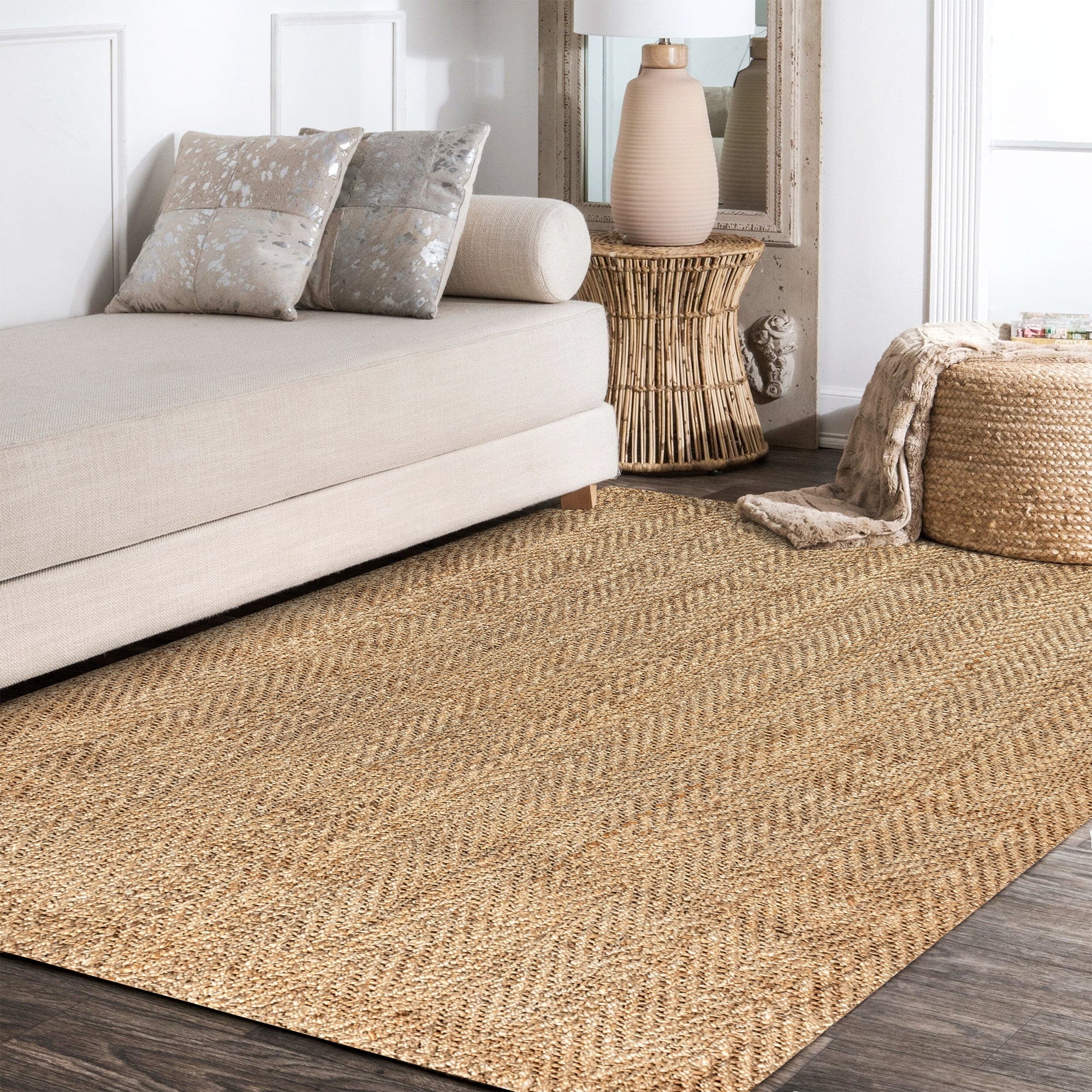 Espina Hand Woven Herringbone Chunky Jute Area Rug - Image 7
