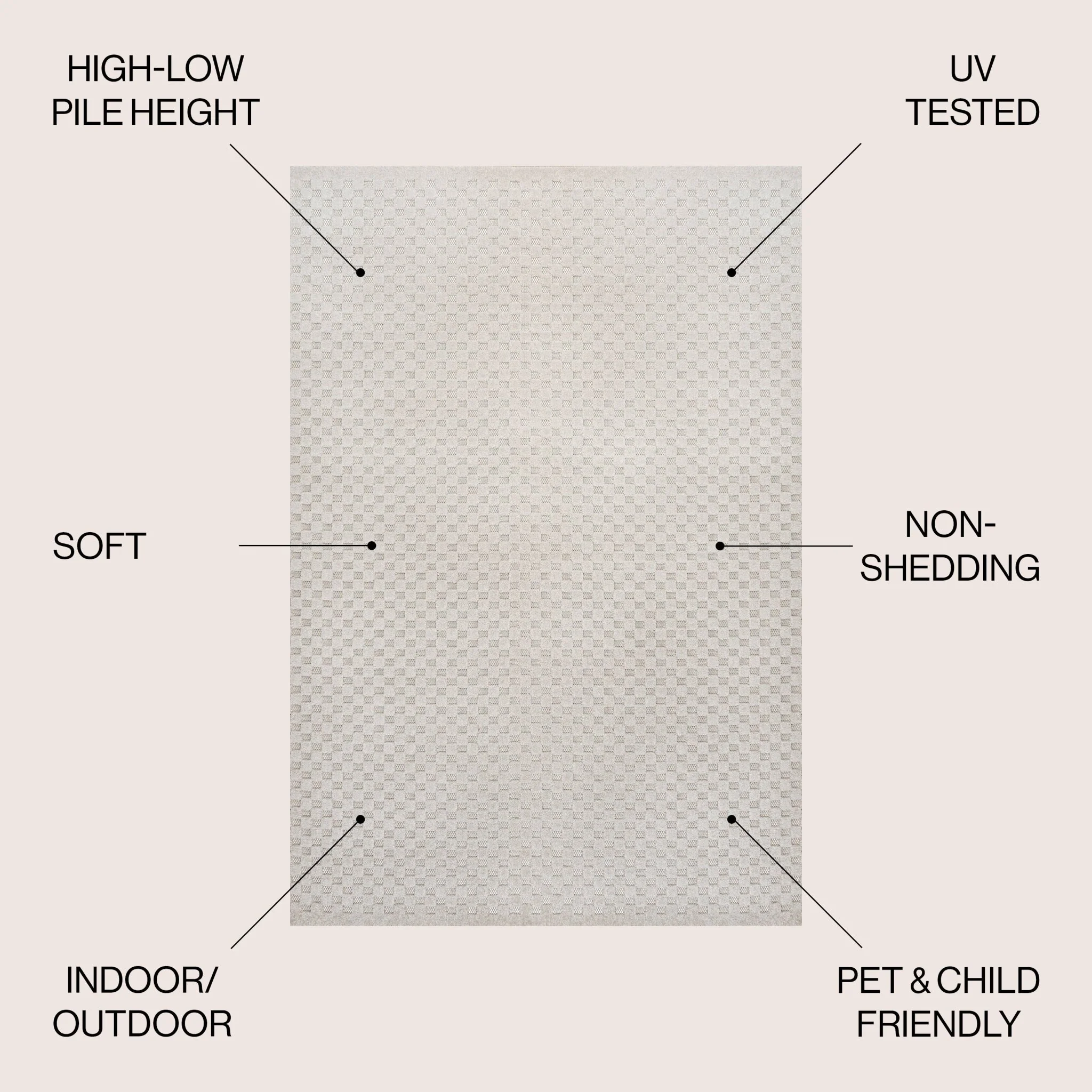 Finn High-Low Modern Minimalist Checkered Monotone Indoor/Outdoor Area Rug - Image 8