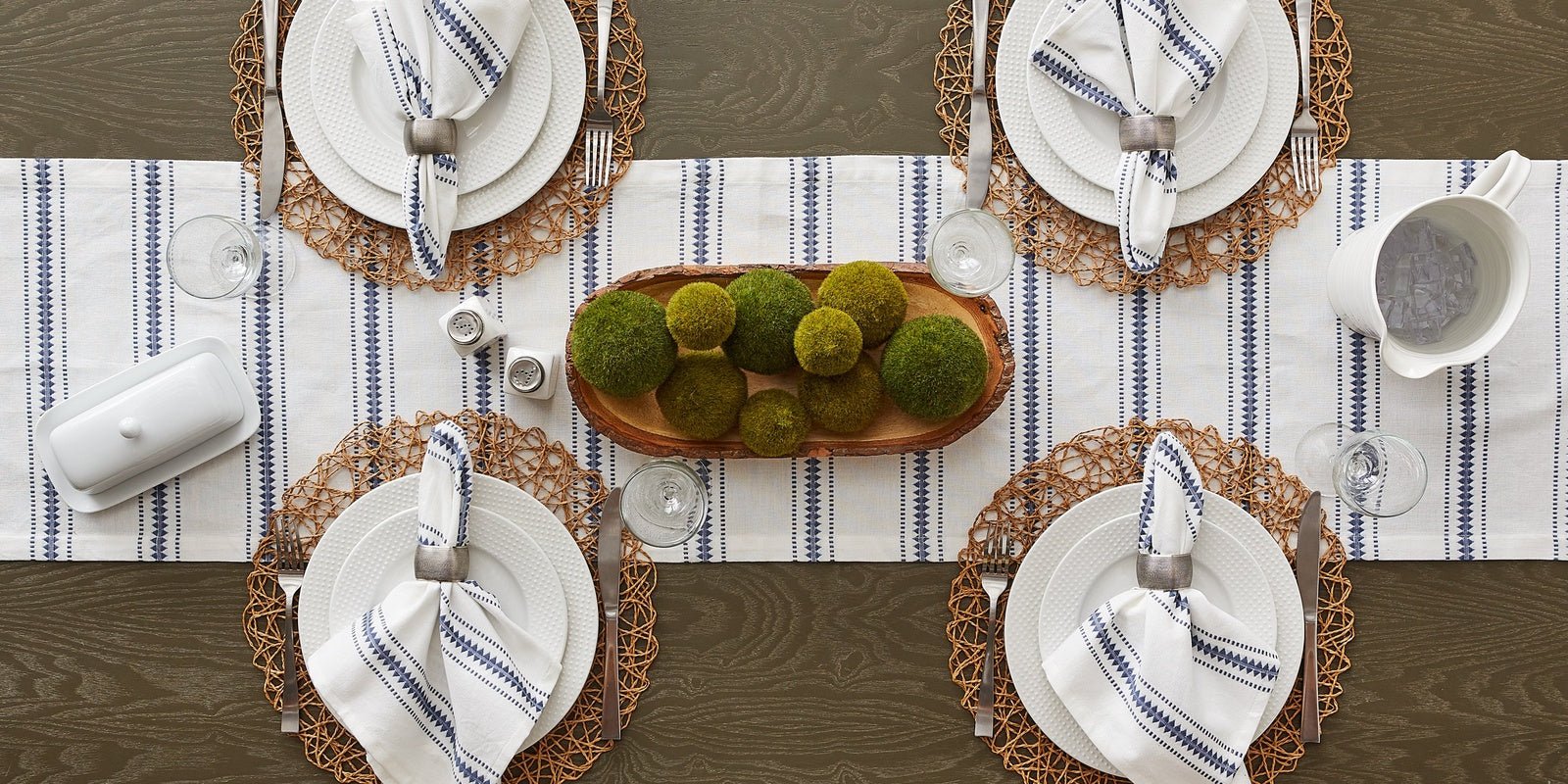 French Blue Zig Dobby Stripe Napkins, Set Of 6 - Image 8