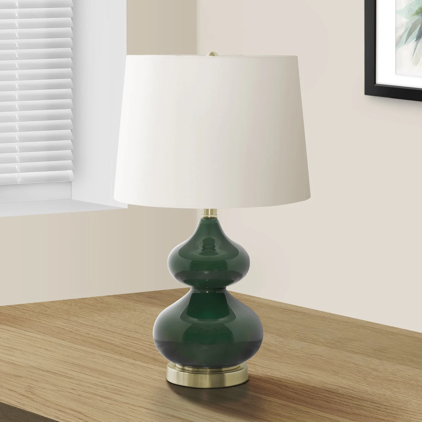 Gourd Table Lamp with Chic Cone Shaped Fabric Shade - Image 3