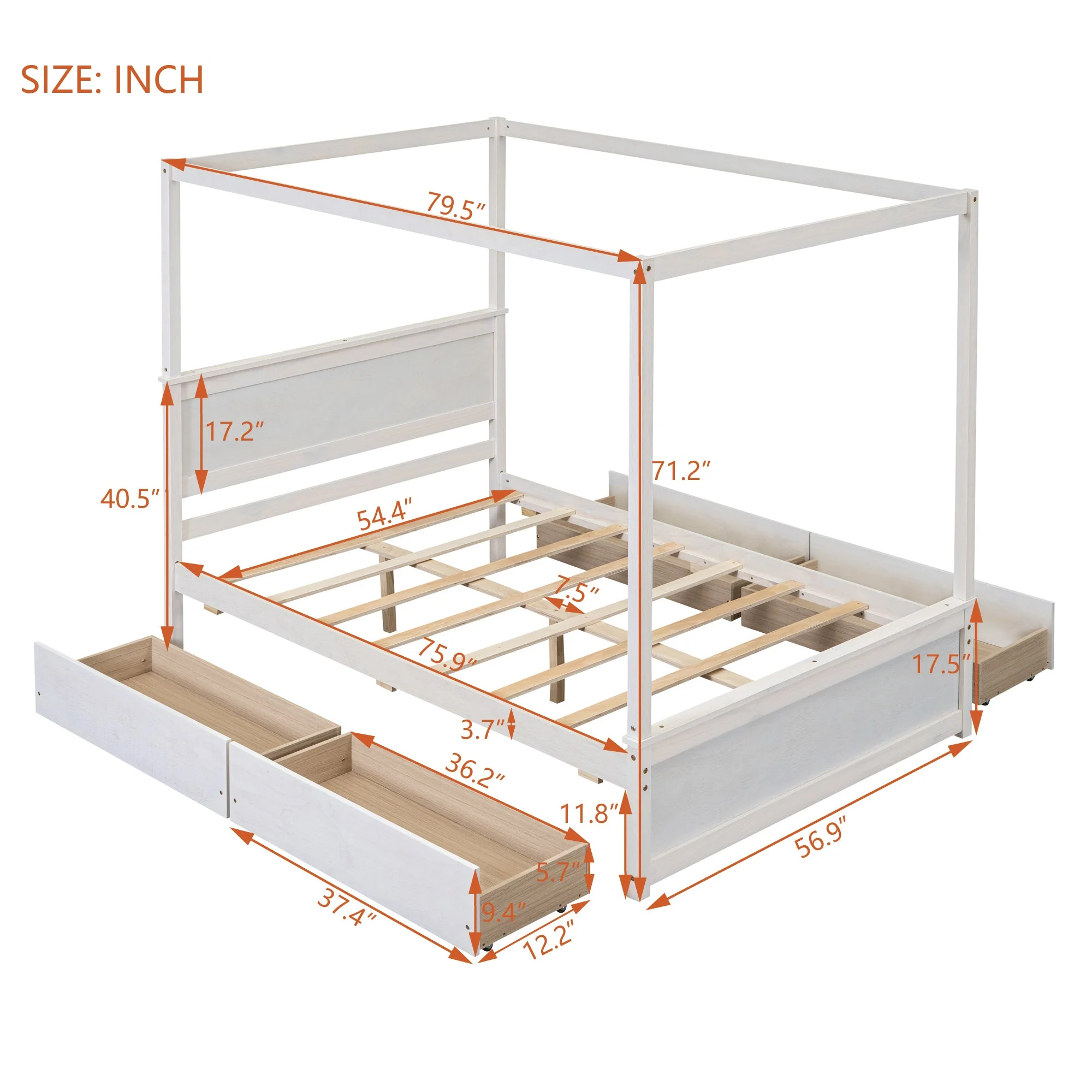 Grant Canopy Bed with Four Drawers - Image 25