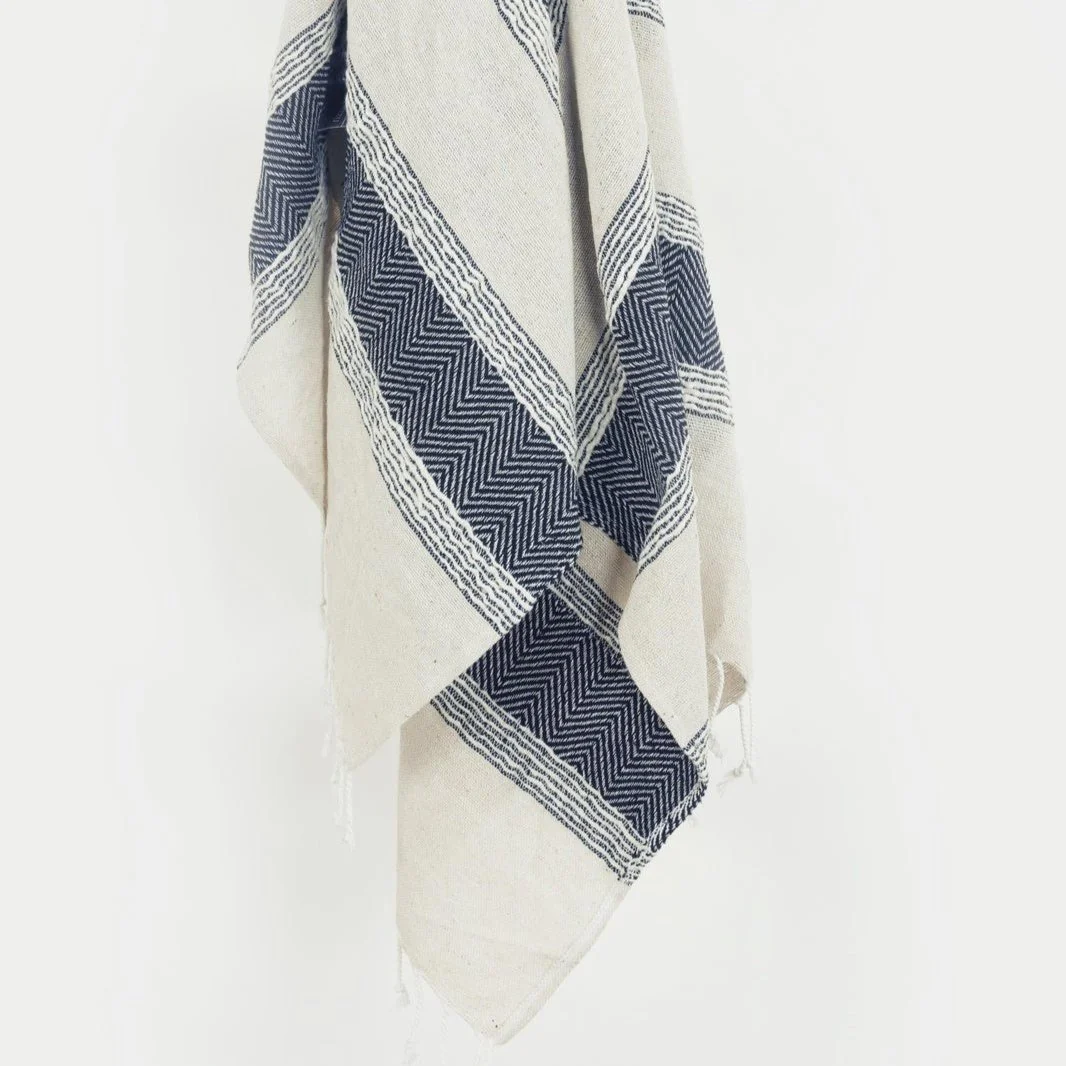 Hand loomed Stripe And Chevron 90% Cotton, 10% Acrylic Throw - Image 12