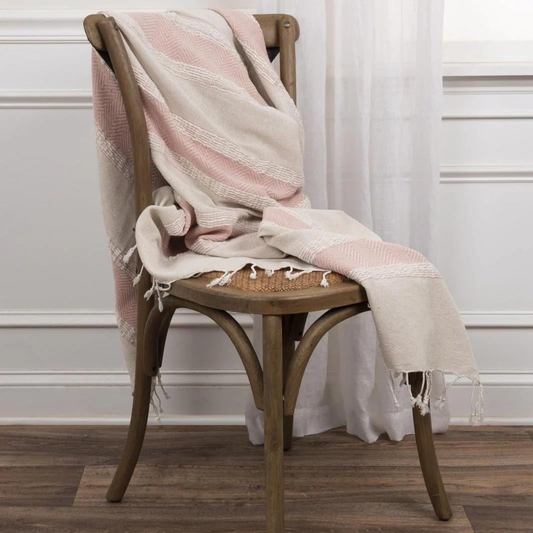 Hand loomed Stripe And Chevron 90% Cotton, 10% Acrylic Throw - Image 16