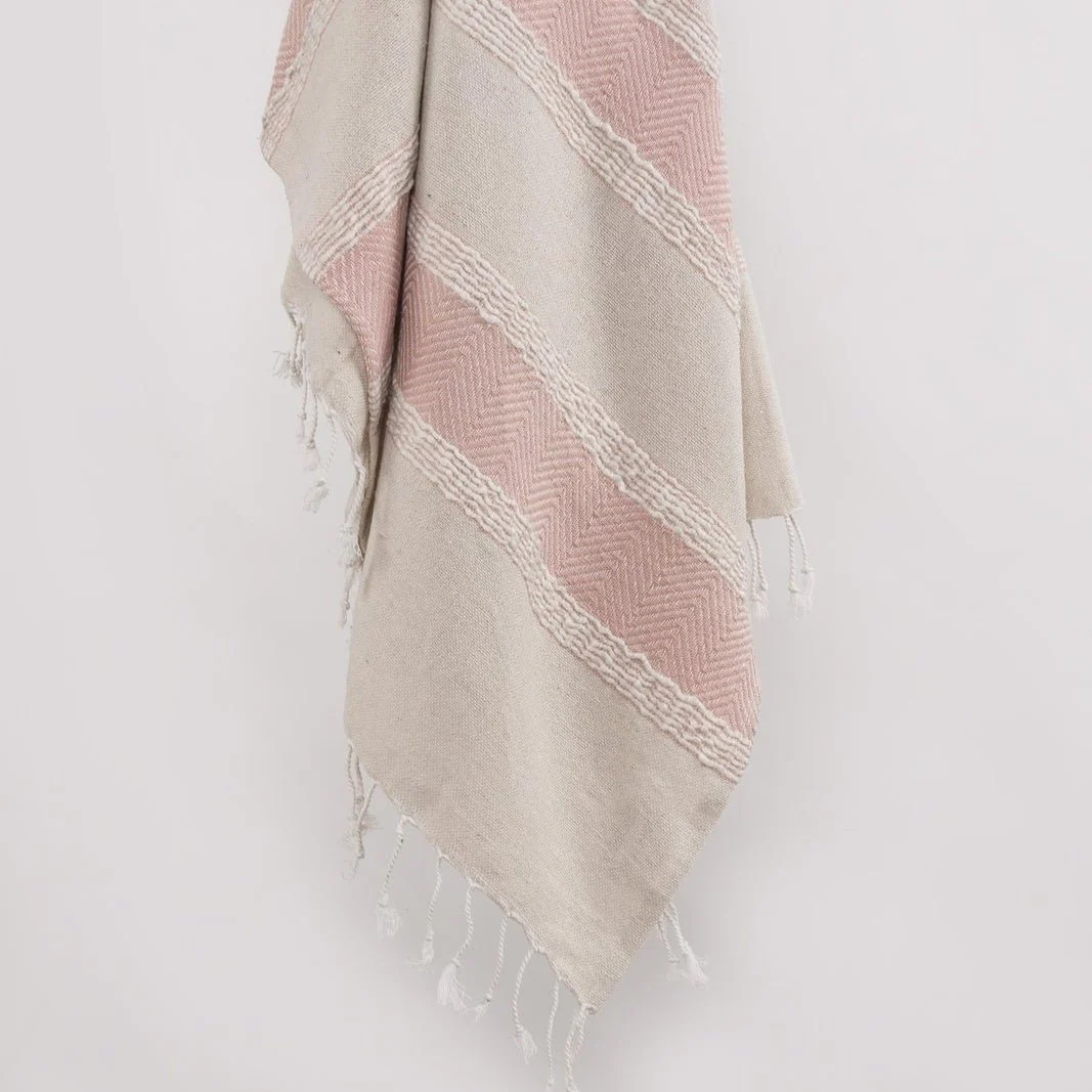 Hand loomed Stripe And Chevron 90% Cotton, 10% Acrylic Throw - Image 17