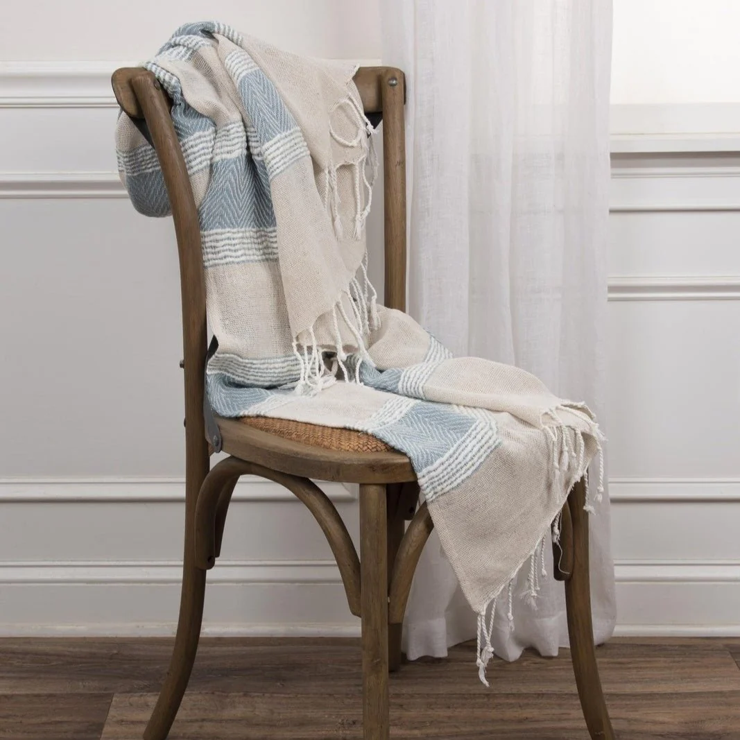 Hand loomed Stripe And Chevron 90% Cotton, 10% Acrylic Throw - Image 26