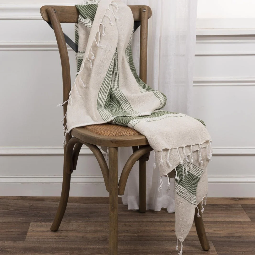 Hand loomed Stripe And Chevron 90% Cotton, 10% Acrylic Throw - Image 3