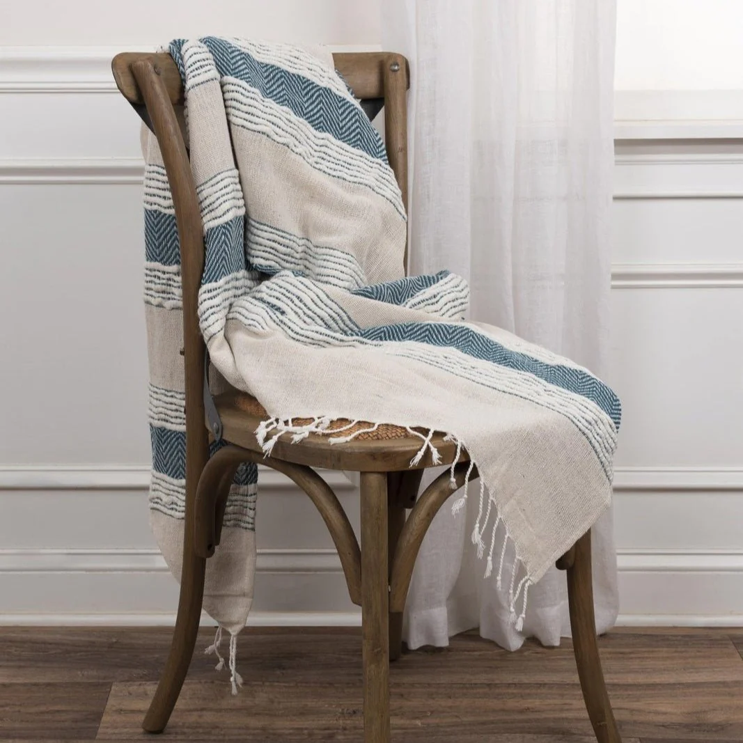 Hand loomed Stripe And Chevron 90% Cotton, 10% Acrylic Throw - Image 31