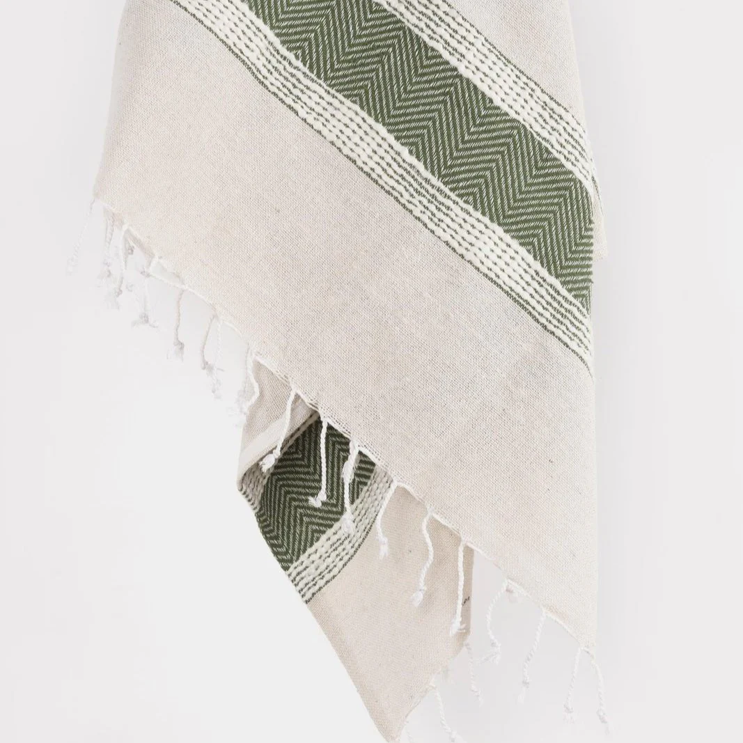 Hand loomed Stripe And Chevron 90% Cotton, 10% Acrylic Throw - Image 4