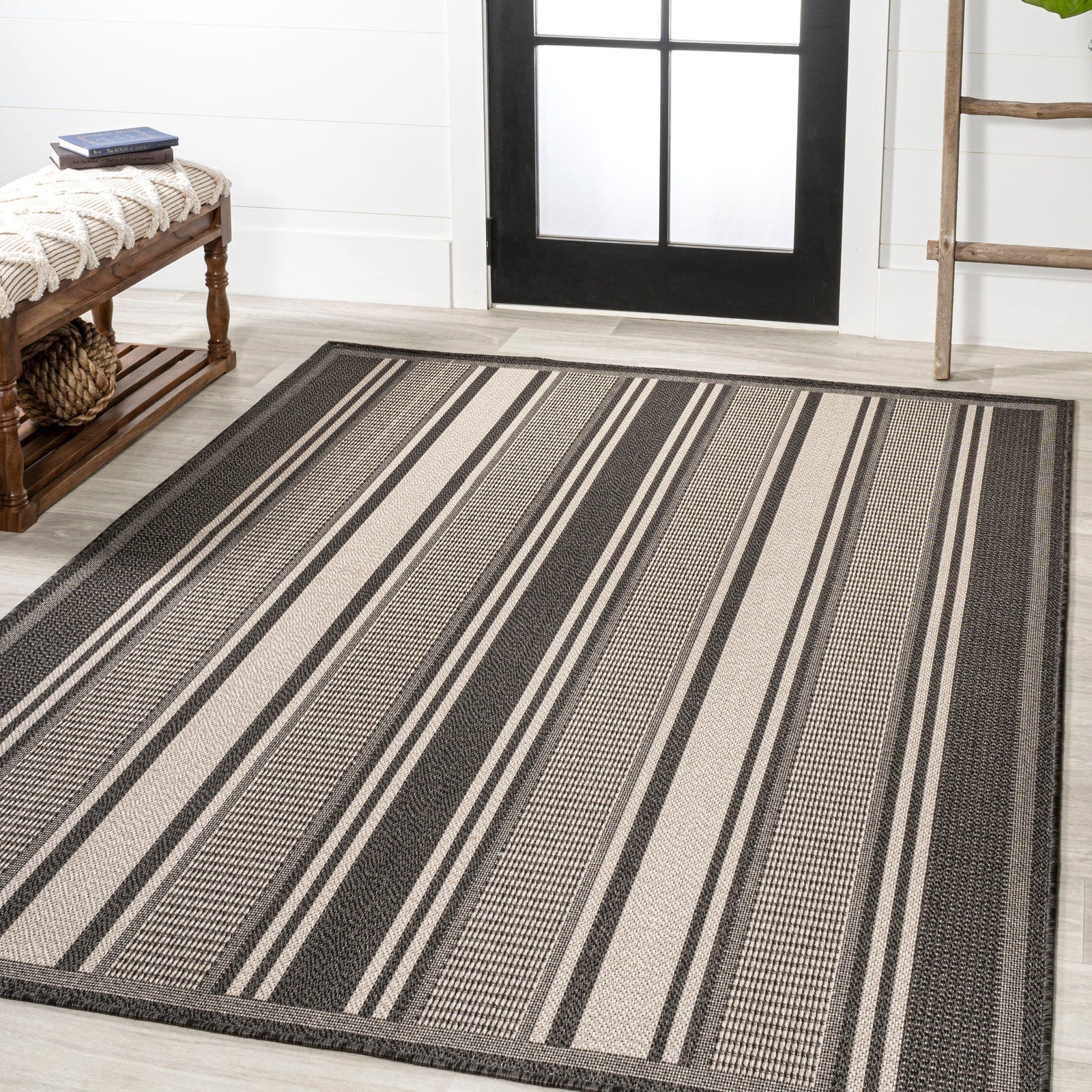 Haynes Modern Double Stripe Indoor/Outdoor Area Rug - Image 10