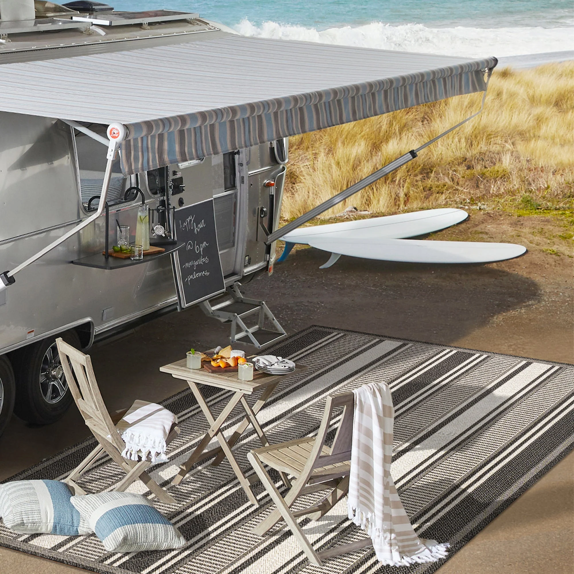 Haynes Modern Double Stripe Indoor/Outdoor Area Rug - Image 14