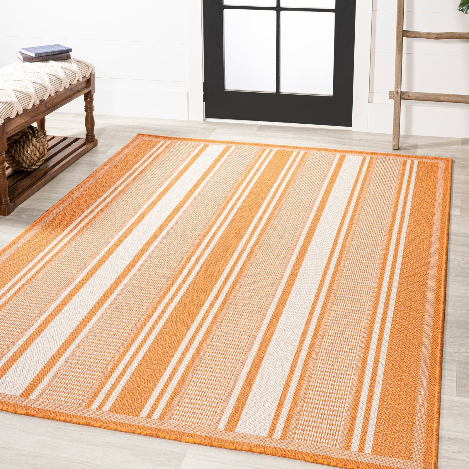 Haynes Modern Double Stripe Indoor/Outdoor Area Rug - Image 15