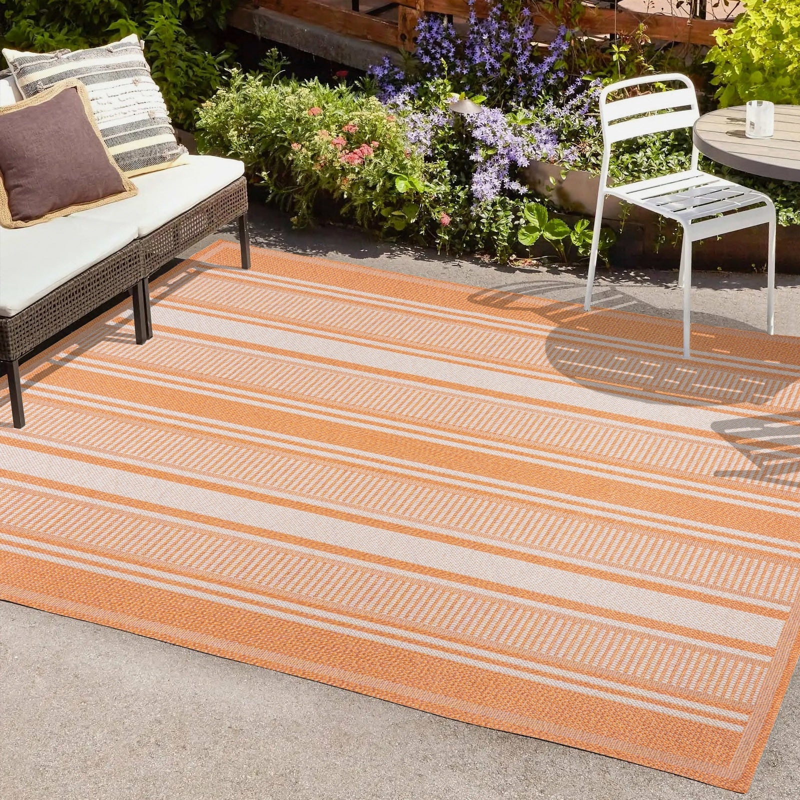 Haynes Modern Double Stripe Indoor/Outdoor Area Rug - Image 17