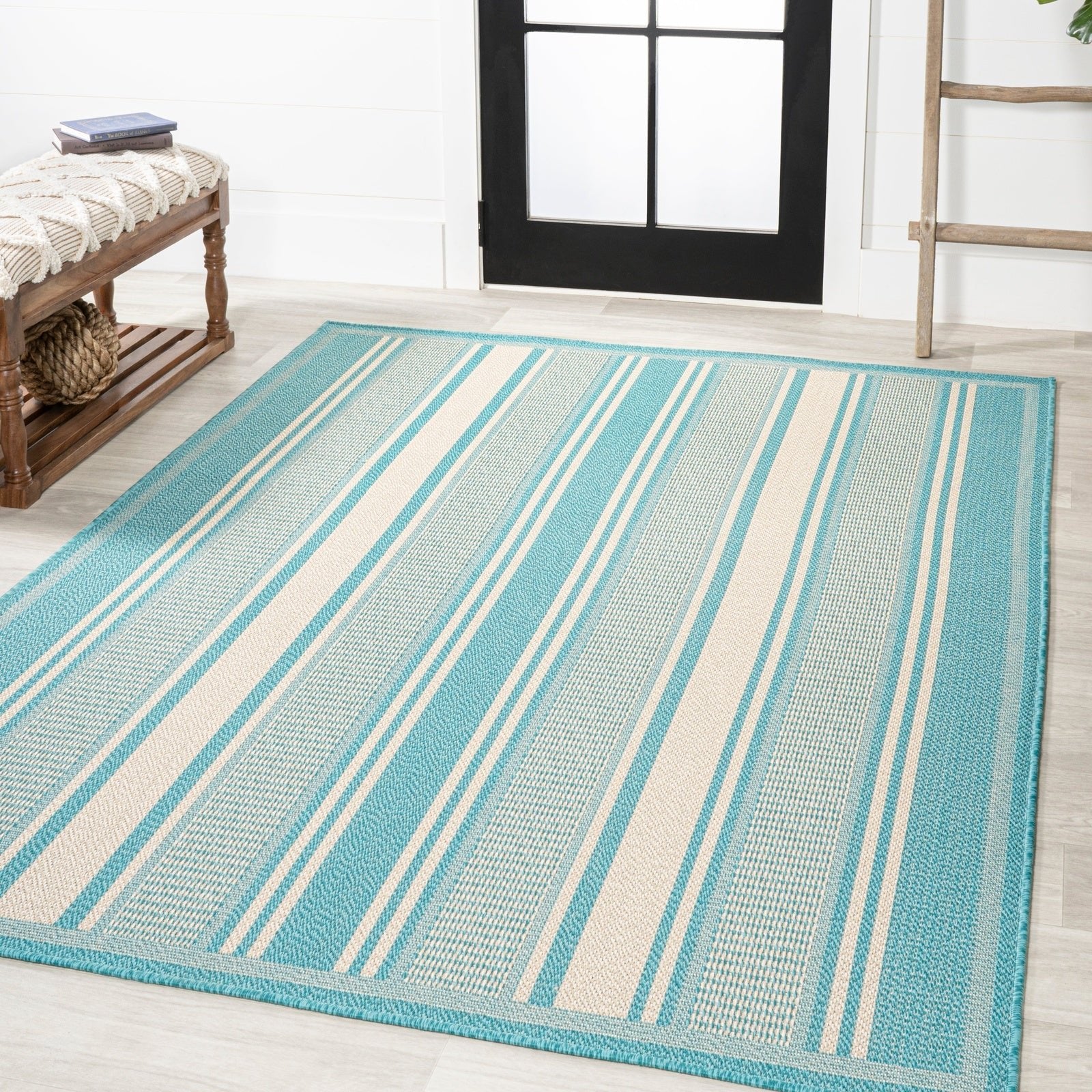 Haynes Modern Double Stripe Indoor/Outdoor Area Rug - Image 4