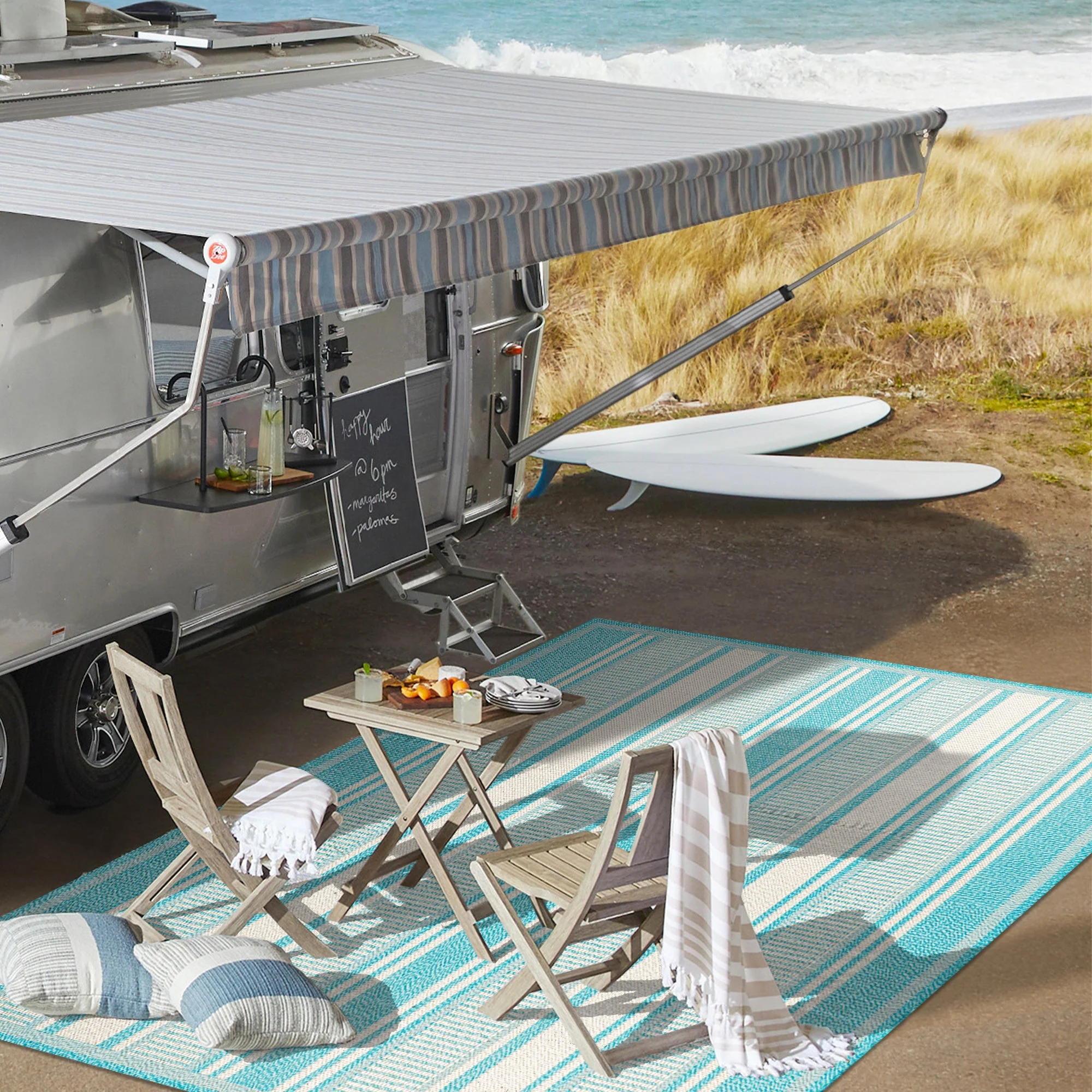 Haynes Modern Double Stripe Indoor/Outdoor Area Rug - Image 7