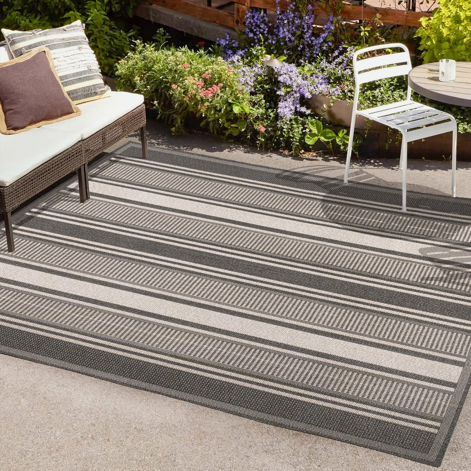 Haynes Modern Double Stripe Indoor/Outdoor Area Rug - Image 8