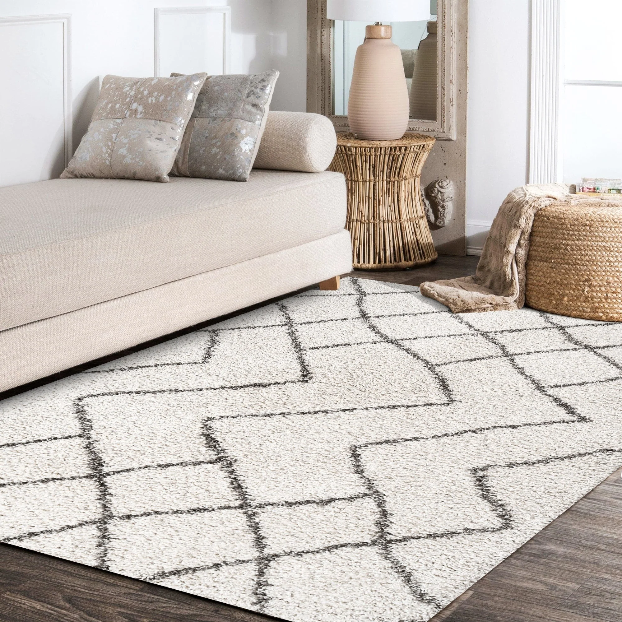 Inca Moroccan Diamond Shag Area Rug - Image 7
