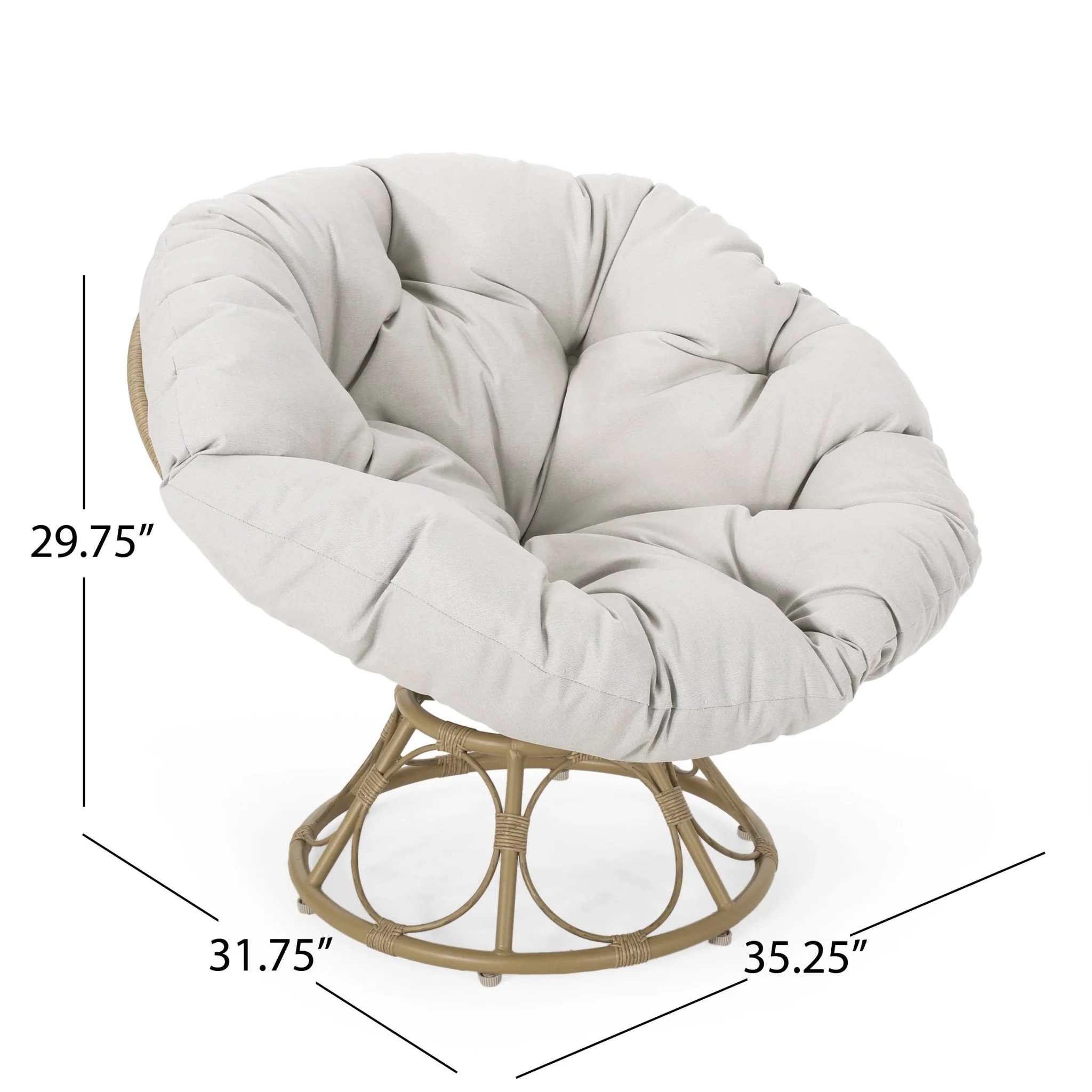Indoor/Outdoor Papasan Swivel Chair with Water Resistant Cushion - Image 4