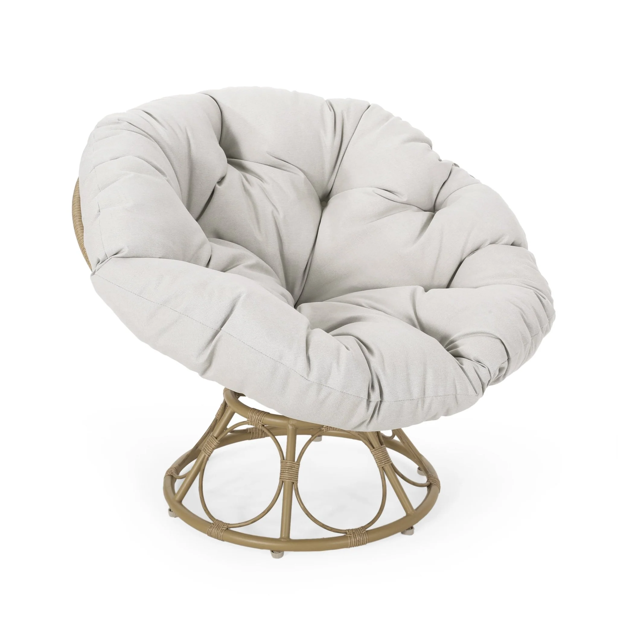 Indoor/Outdoor Papasan Swivel Chair with Water Resistant Cushion - Image 5