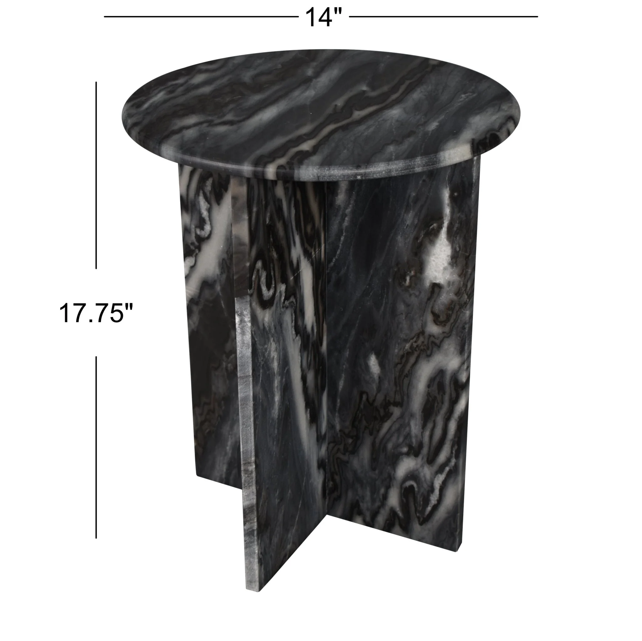 Javier Contemporary Natural Marble Handmade X-Shaped End Table - Image 9