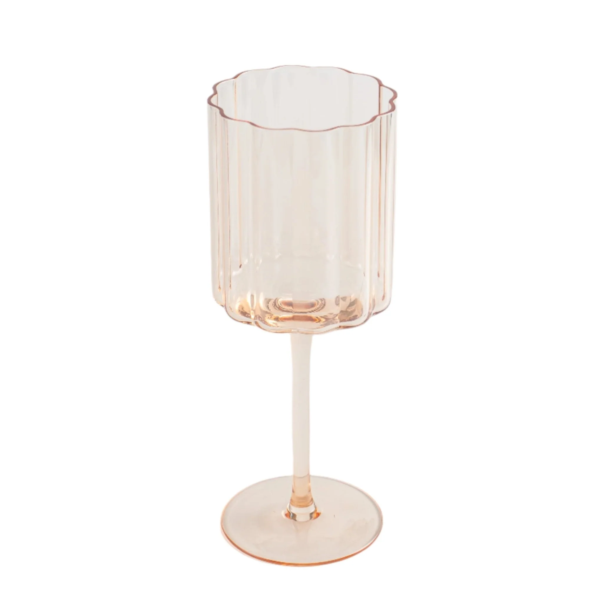 Jeanne Fitz Scalloped Rim Fluted Wine Glass, Set of 4, 12oz, Amber - Image 3