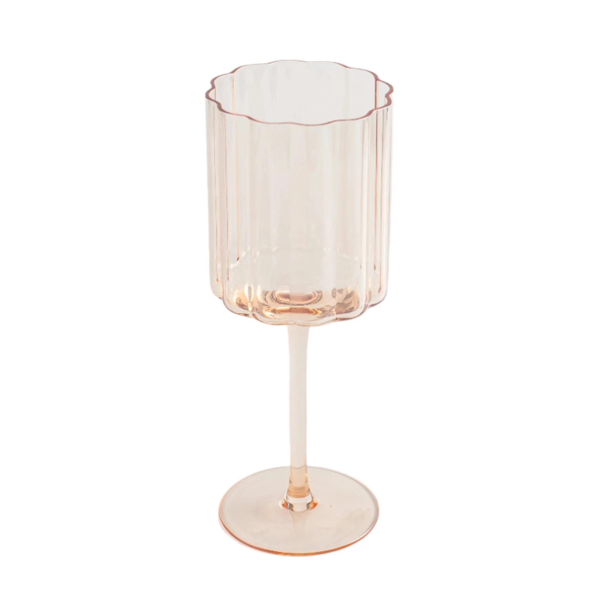 Jeanne Fitz Scalloped Rim Fluted Wine Glass, Set of 4, 12oz, Amber - Image 4