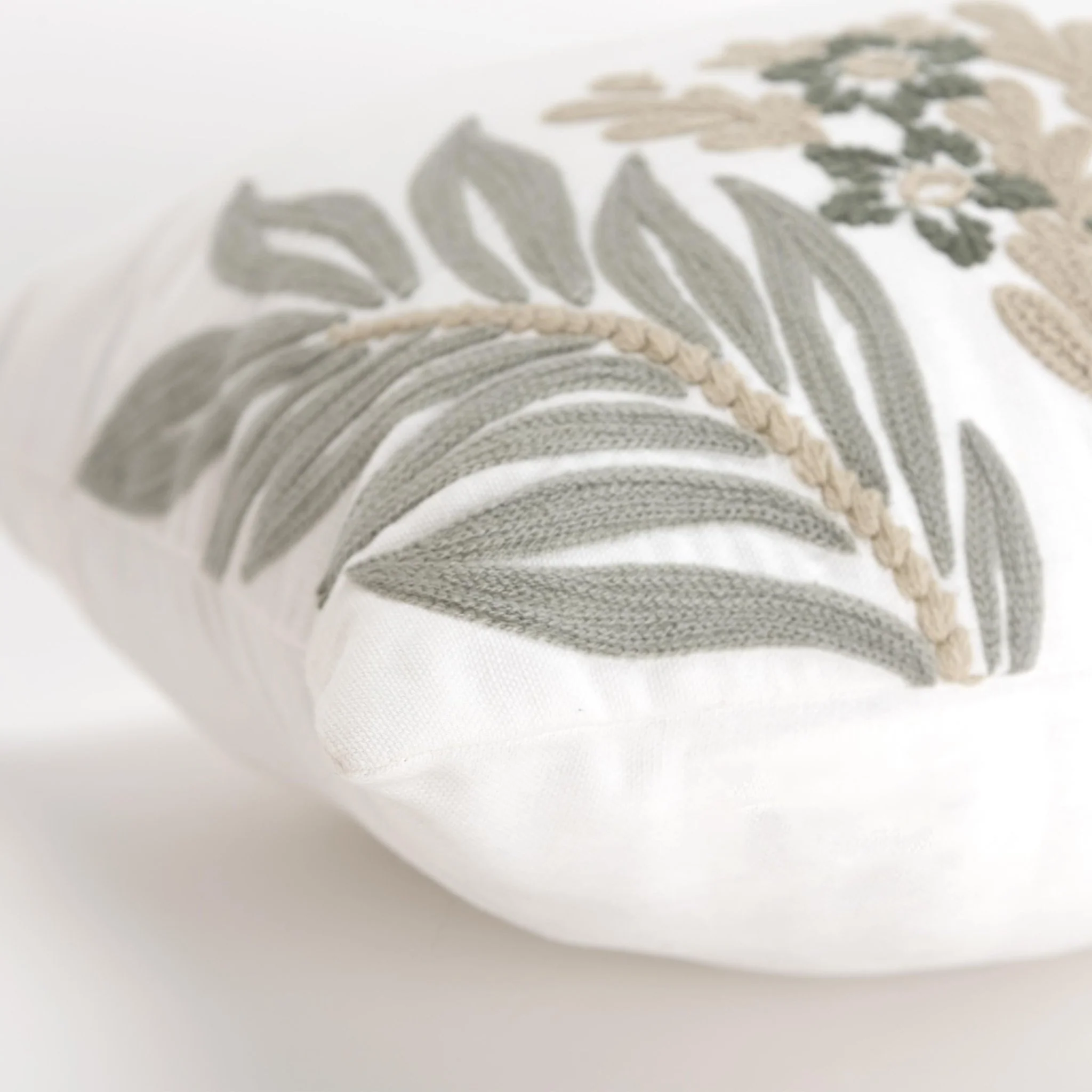 Knife Edged Cotton Botanical Decorative Throw Pillow - Image 3