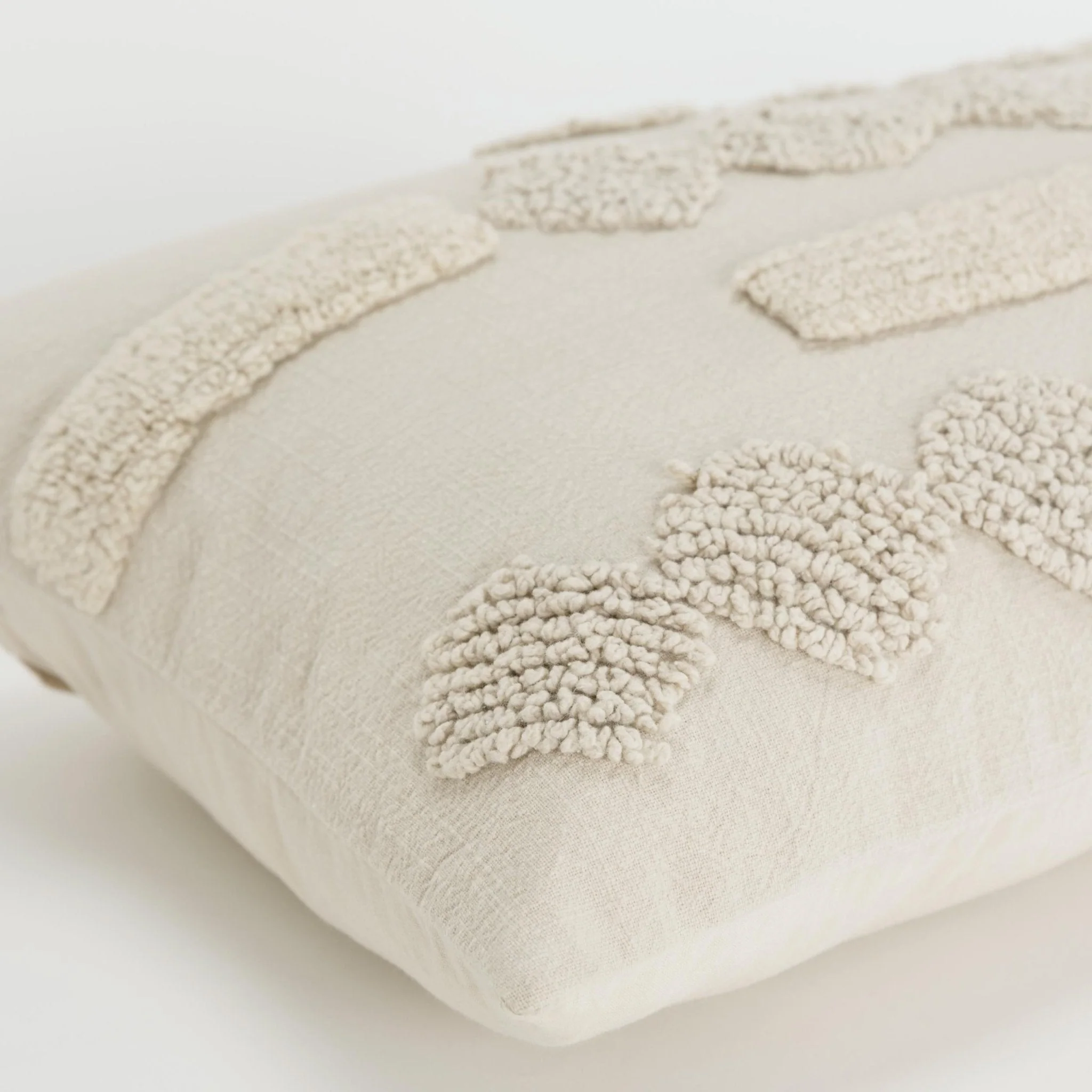 Knife Edged Cotton Tonal Geometric Decorative Lumbar Pillow - Image 3