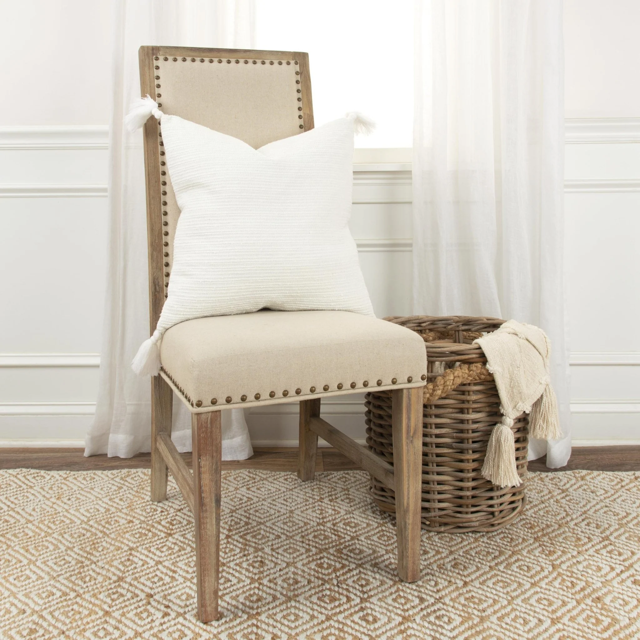 Knife Edged Woven Cotton Solid Stripe Decorative Throw Pillow - Image 22