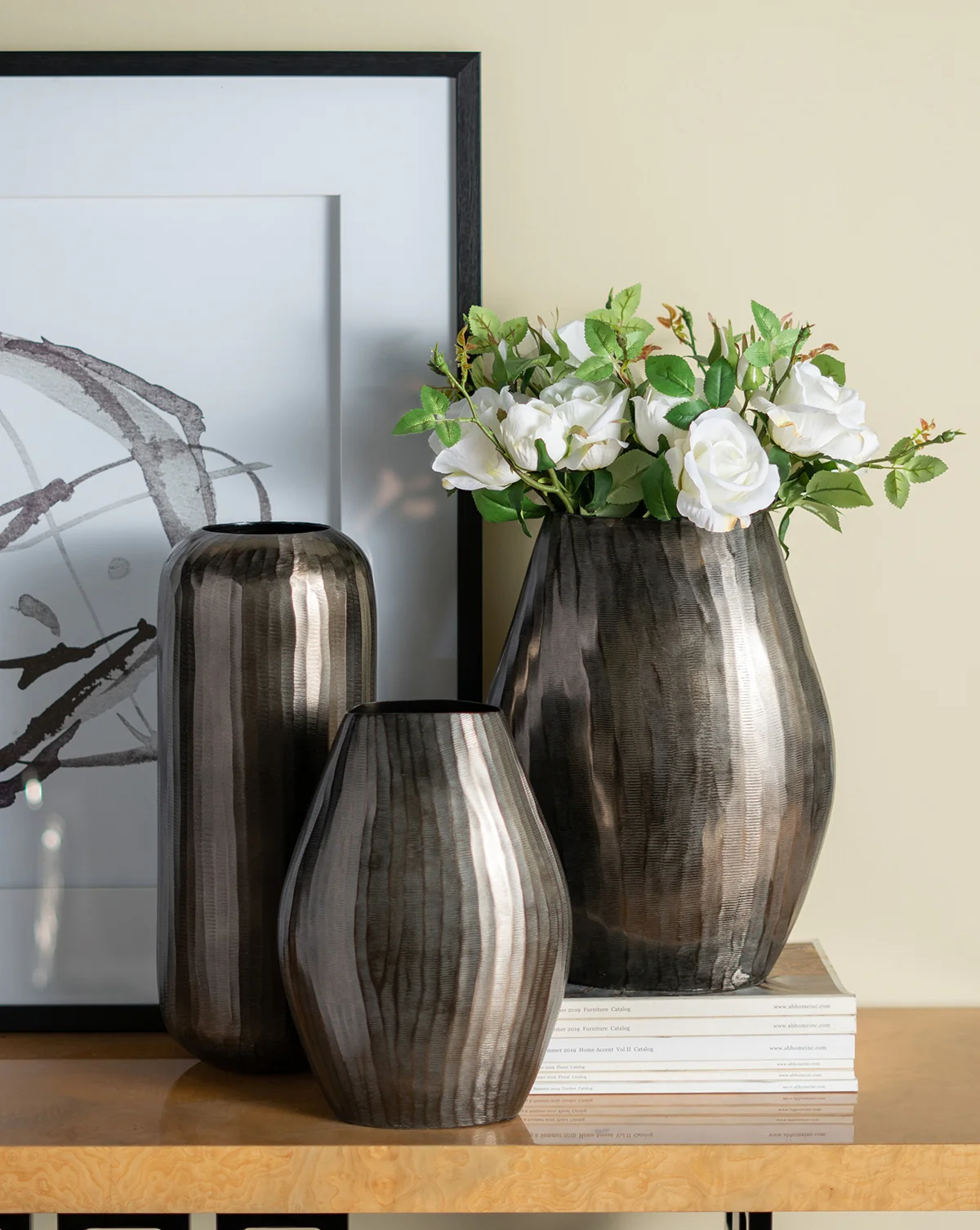 Large Aluminum Layered Chisel Oval Vase - Image 11