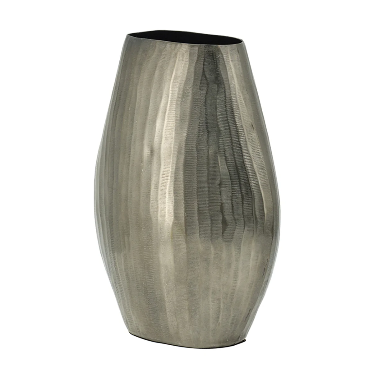 Large Aluminum Layered Chisel Oval Vase - Image 3