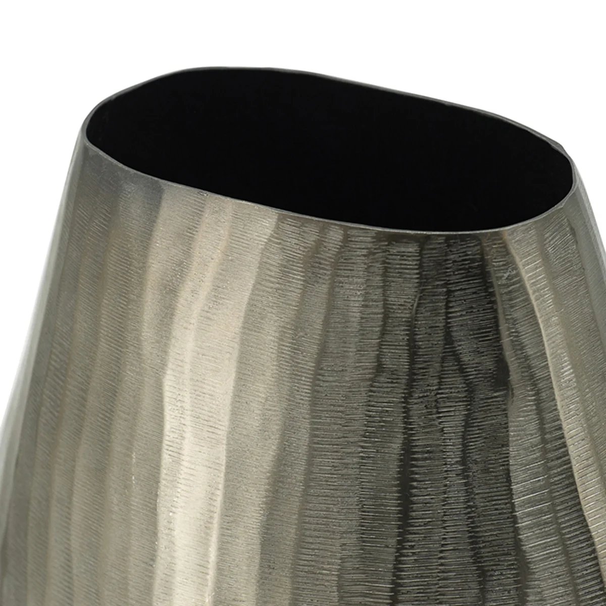 Large Aluminum Layered Chisel Oval Vase - Image 4