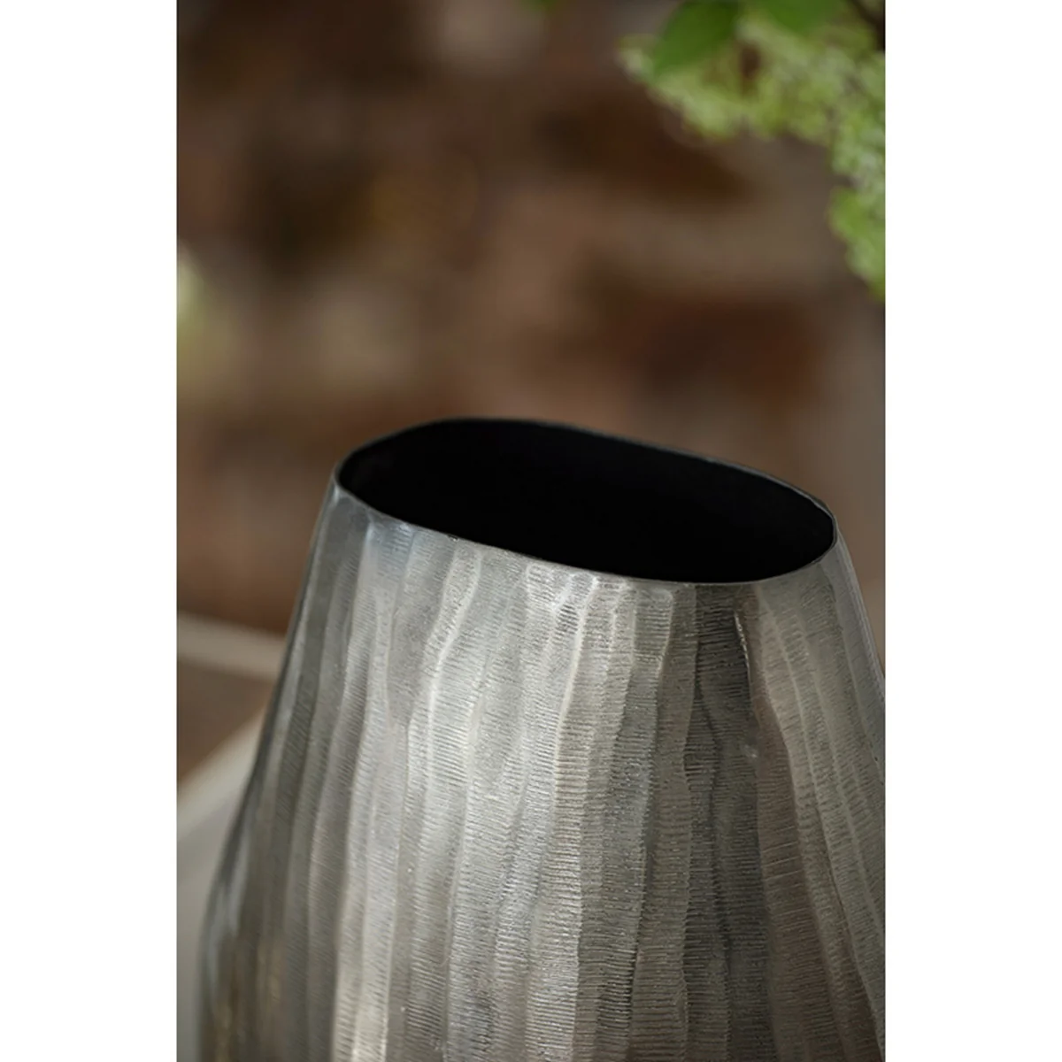 Large Aluminum Layered Chisel Oval Vase - Image 7