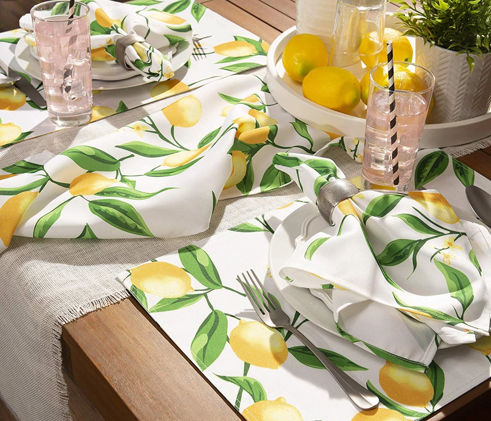 Lemon Bliss Print Outdoor  Placemat, Set Of 6 - Image 6
